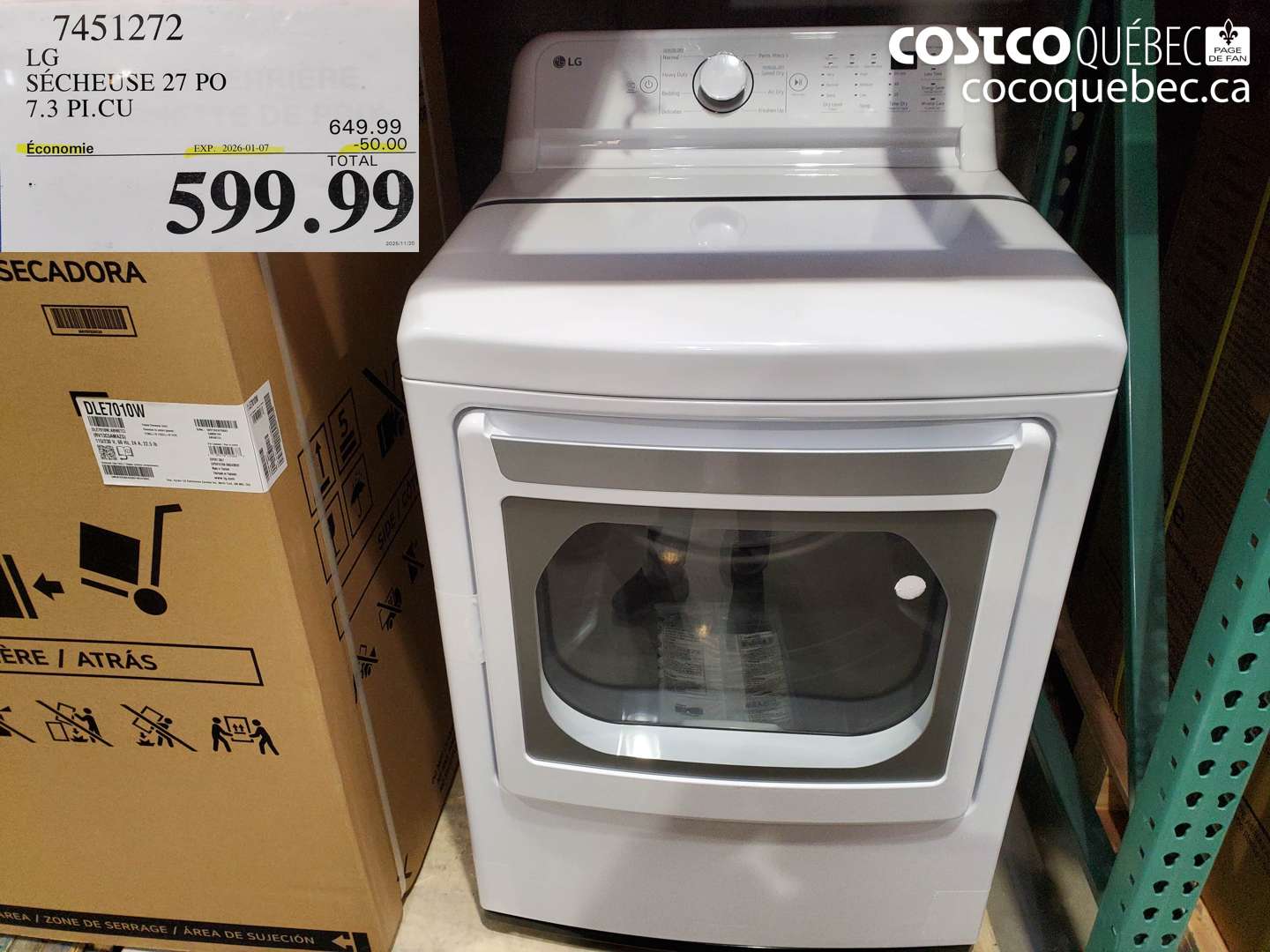 7451272 LG SECHEUSE 27 PO 7.3 PI.CU ($50.00 INSTANT SAVINGS EXPIRES ON 2026-01-07) $599.99