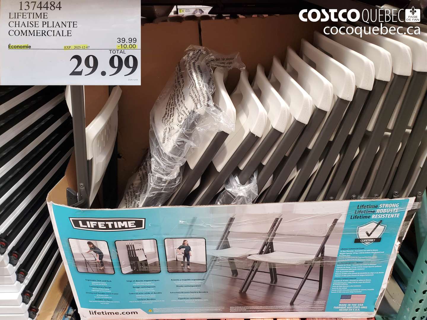 1374484 LIFETIME CHAISE PLIANTE COMMERCIALE ($10.00 INSTANT SAVINGS EXPIRES ON 2025-12-07) $29.99