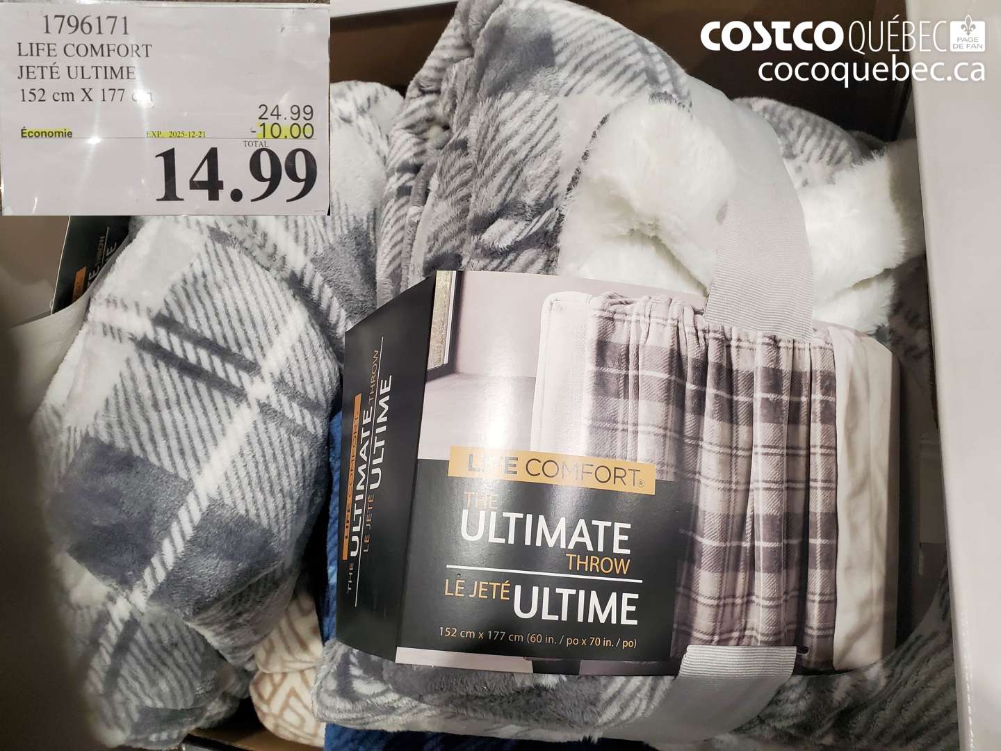 1796171 LIFE COMFORT JETÉ ULTIME 152 cm X 177 cm (EXPIRES ON 2025-12-21) $14.99