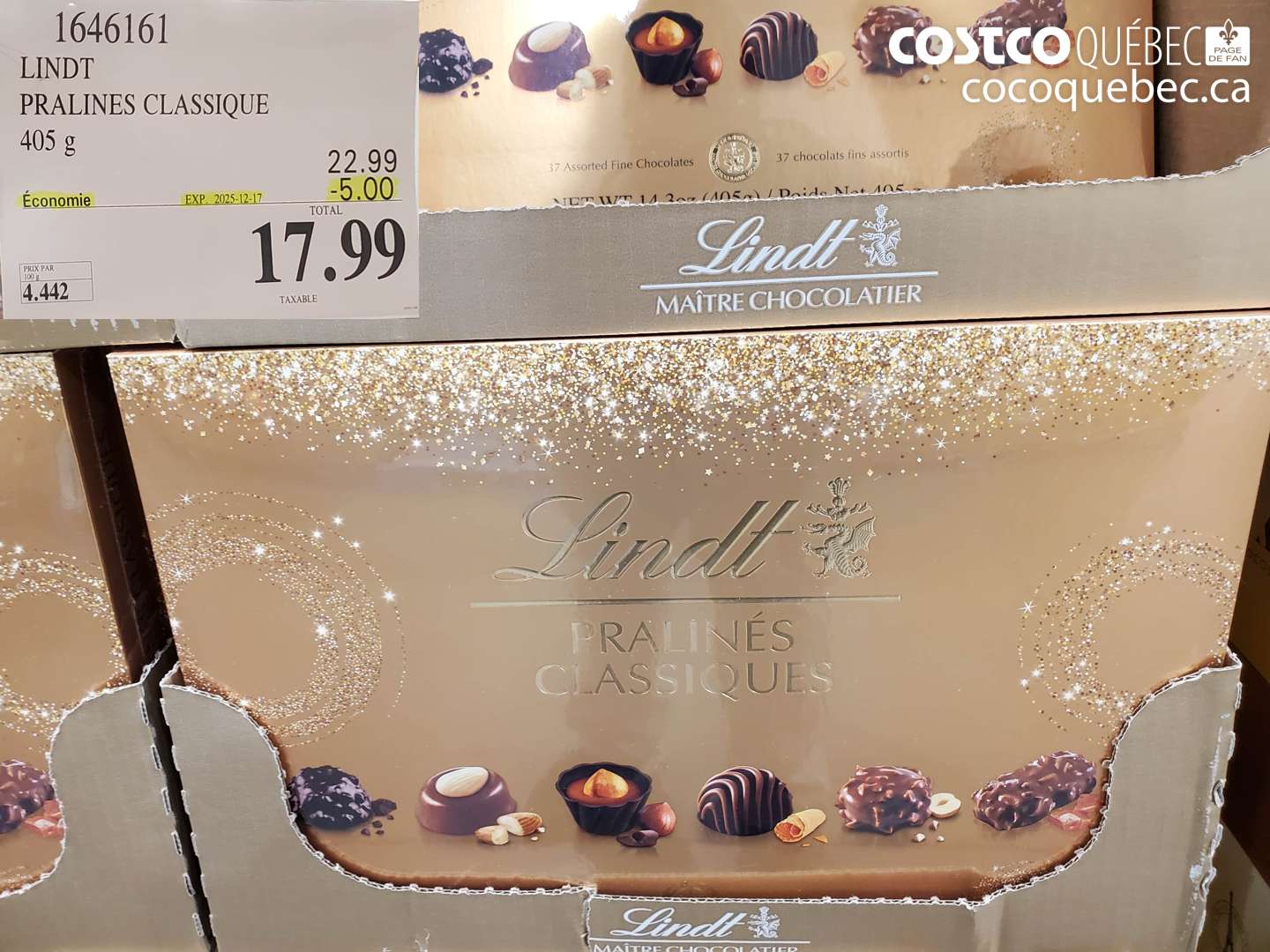 1646161 LINDT PRALINES CLASSIQUE 405 g (EXPIRES ON 2025-12-17) $17.99