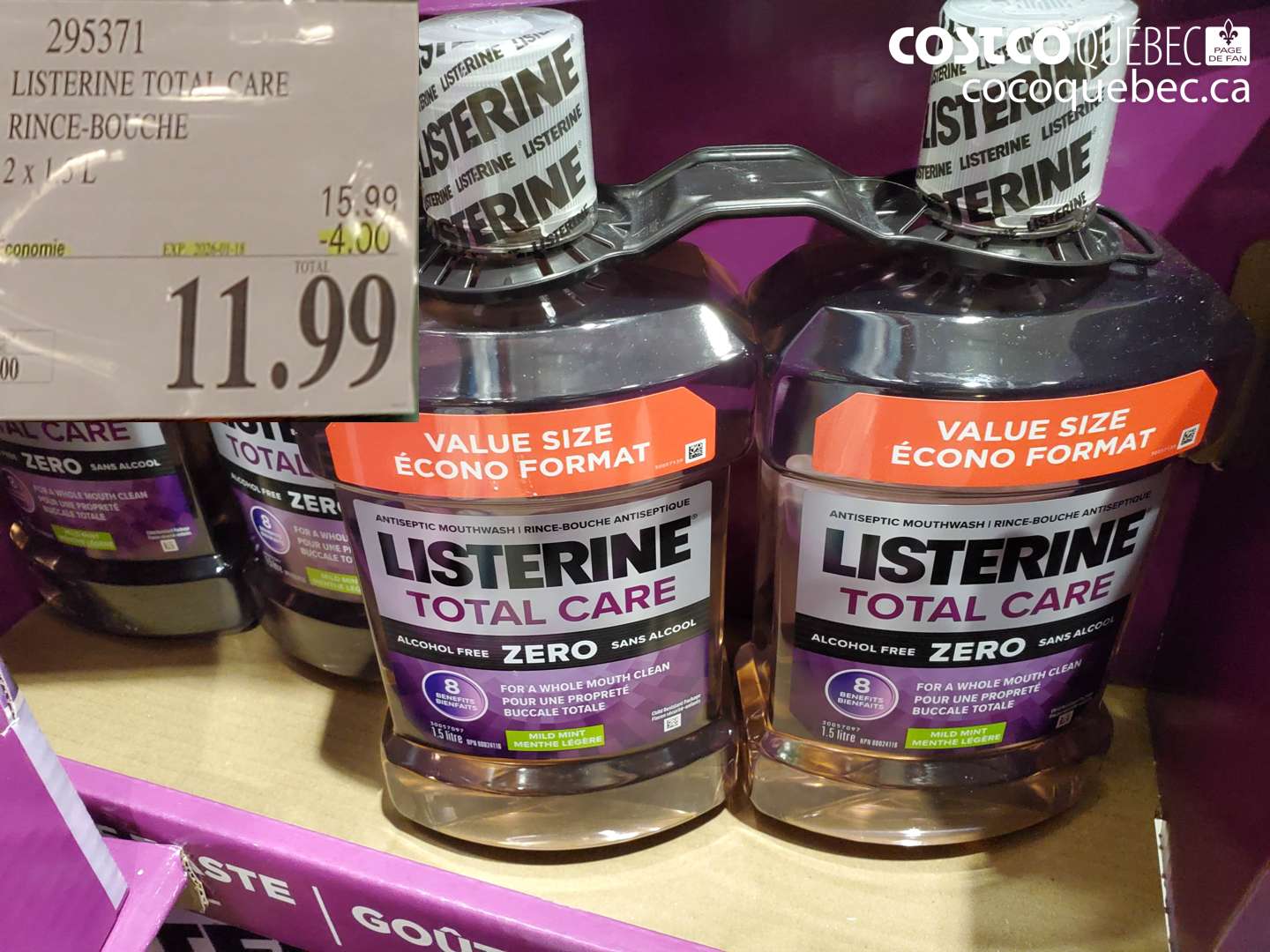 295371 LISTERINE TOTAL CARE RINCE-BOUCHE ($4.00 INSTANT SAVINGS EXPIRES ON 2026-01-18) $11.99