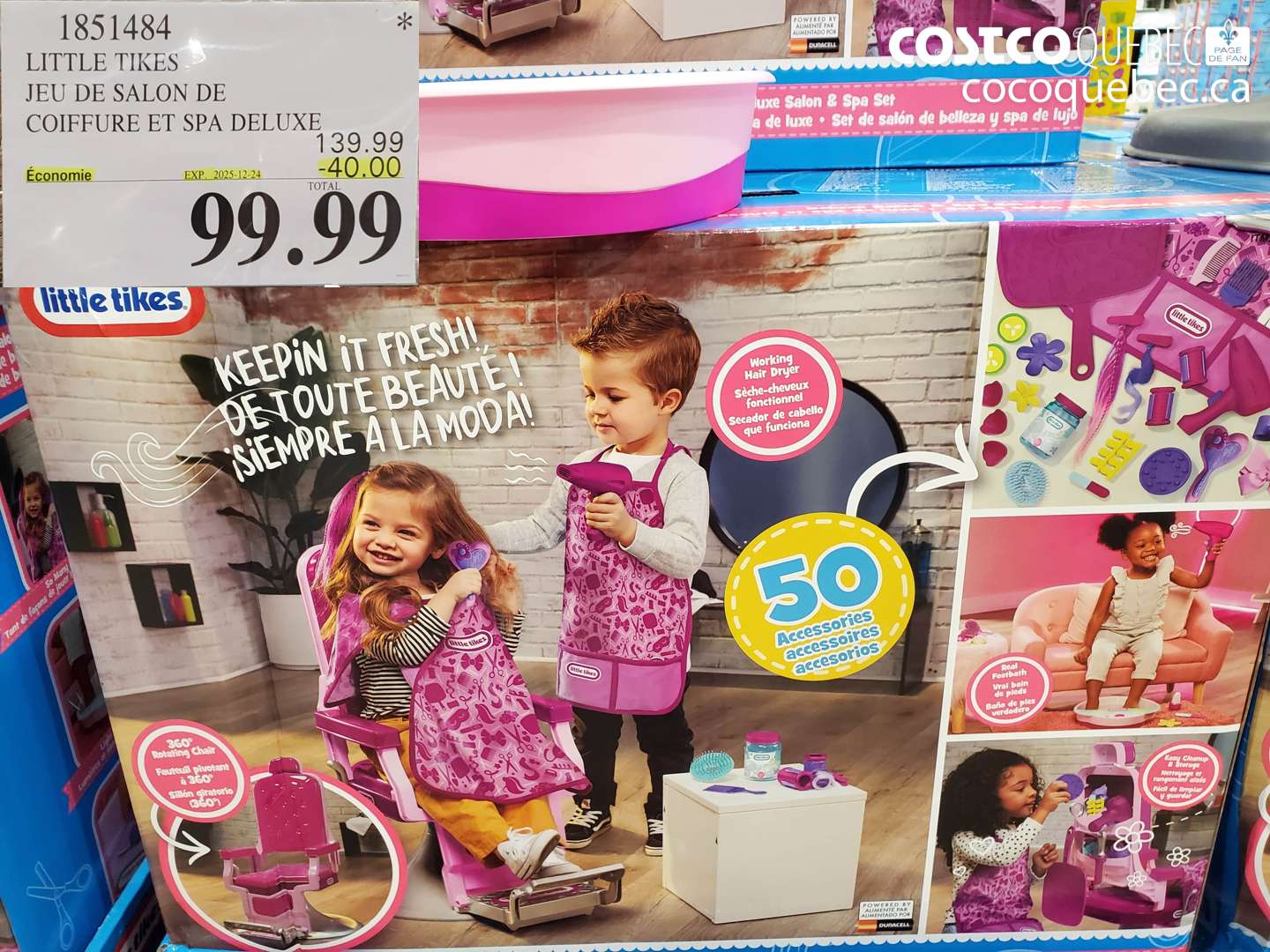 1851484 LITTLE TIKES JEU DE SALON DE COIFFURE ET SPA DELUXE ($40.00 INSTANT SAVINGS EXPIRES ON 2025-12-24) $99.99