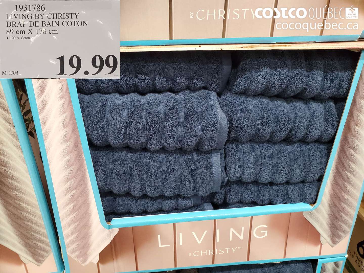 1931786 LIVING BY CHRISTY DRAP DE BAIN COTON 89 cm X 178 cm $19.99