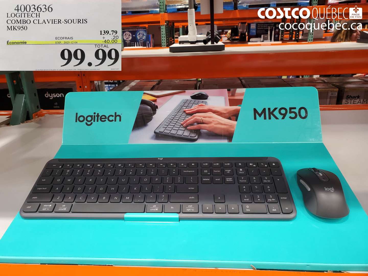 4003636 LOGITECH COMBO CLAVIER-SOURIS MK950 ($40.00 INSTANT SAVINGS EXPIRES ON 2025-12-04) $99.99