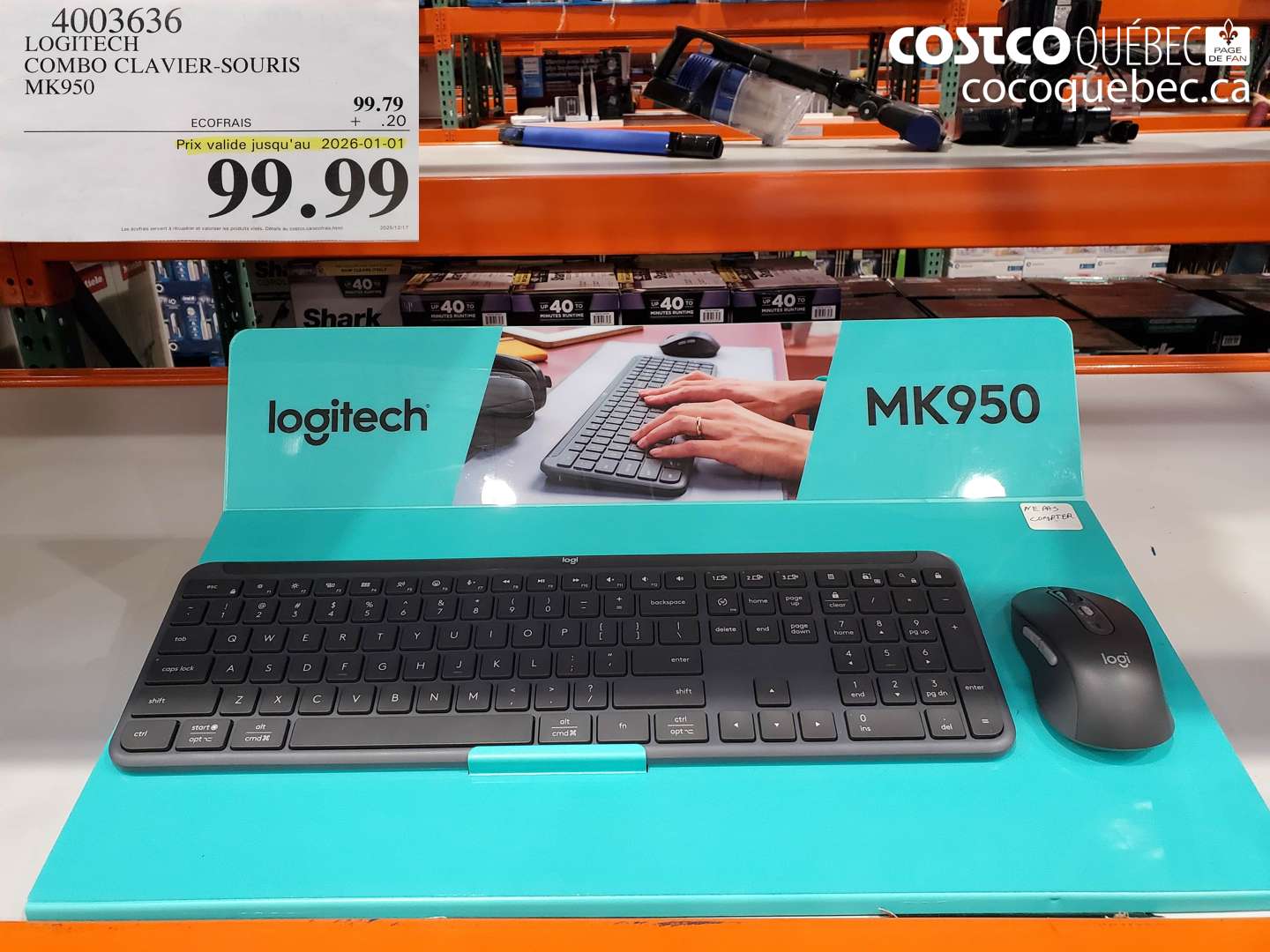 4003636 LOGITECH COMBO CLAVIER-SOURIS MK950 (EXPIRES ON 2026-01-01) $99.99