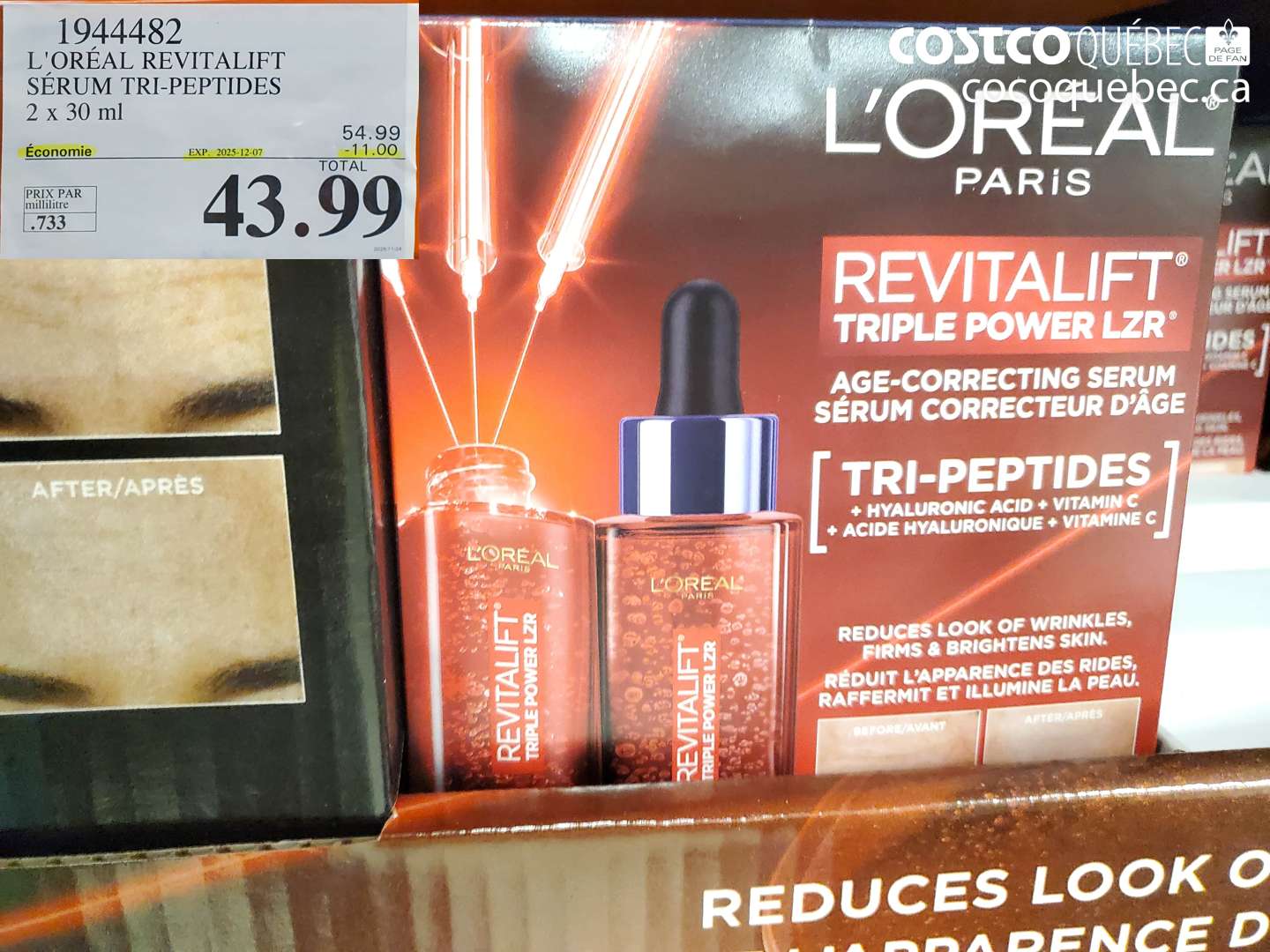 1944482 L'OREAL REVITALIFT SERUM TRI-PEPTIDES 2 x 30 ml ($11.00 INSTANT SAVINGS EXPIRES ON 2025-12-07) $43.99