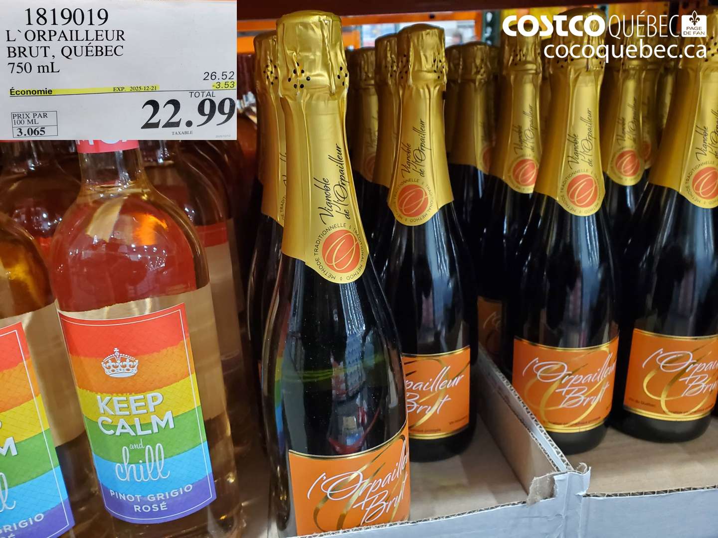 1819019 L'ORPAILLEUR BRUT, QUÉBEC 750 ml ($3.53 INSTANT SAVINGS EXPIRES ON 2025-12-21) $22.99