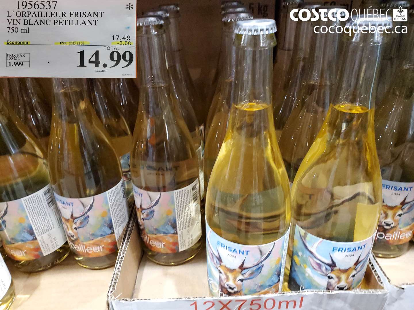 1956537 L'ORPAILLEUR FRISANT VIN BLANC PÉTILLANT 750 ml ($2.50 INSTANT SAVINGS EXPIRES ON 2025-12-31) $14.99