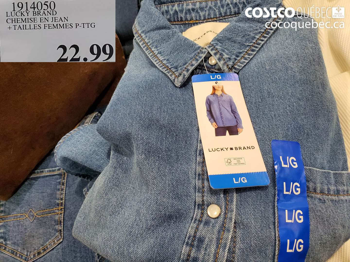 1914050 LUCKY BRAND CHEMISE EN JEAN +TAILLES FEMMES P-PTG $22.99