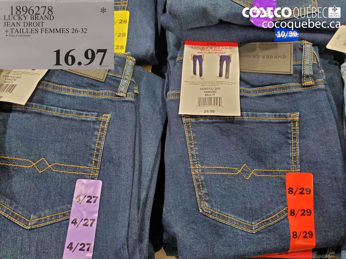 1896278 LUCKY BRAND JEAN DROIT + TAILLES FEMMES 26-32 $16.97