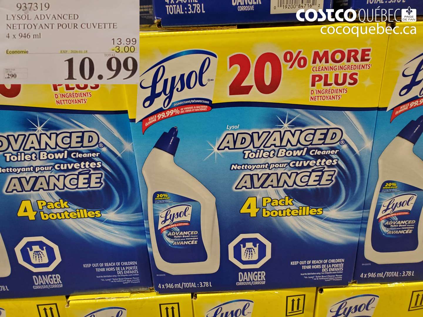 937319 LYSOL ADVANCED NETTOYANT POUR CUVETTE ($3.00 INSTANT SAVINGS EXPIRES ON 2026-01-18) $10.99