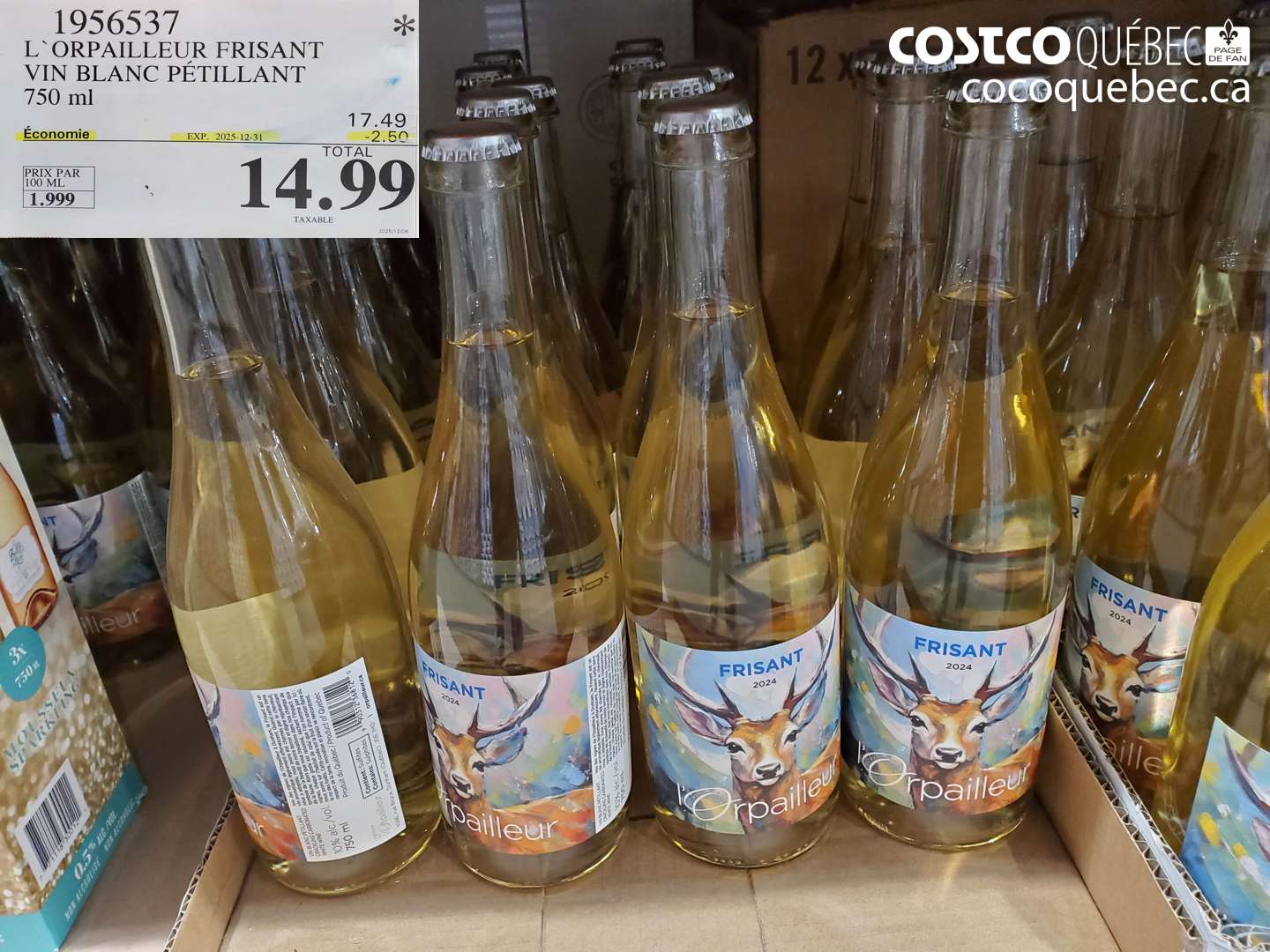 1956537 L` ORPAILLEUR FRISANT VIN BLANC PETILLANT ($2.50 INSTANT SAVINGS EXPIRES ON 2025-12-31) $14.99