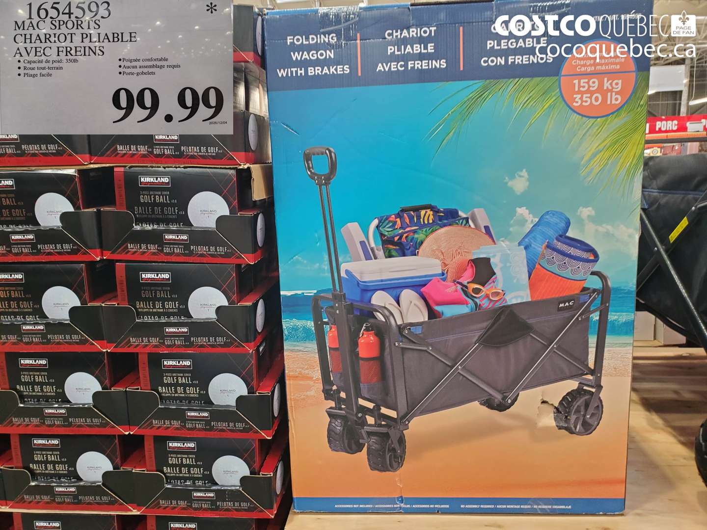 1654593 MAC SPORTS CHARIOT PLIABLE AVEC FREINS $99.99