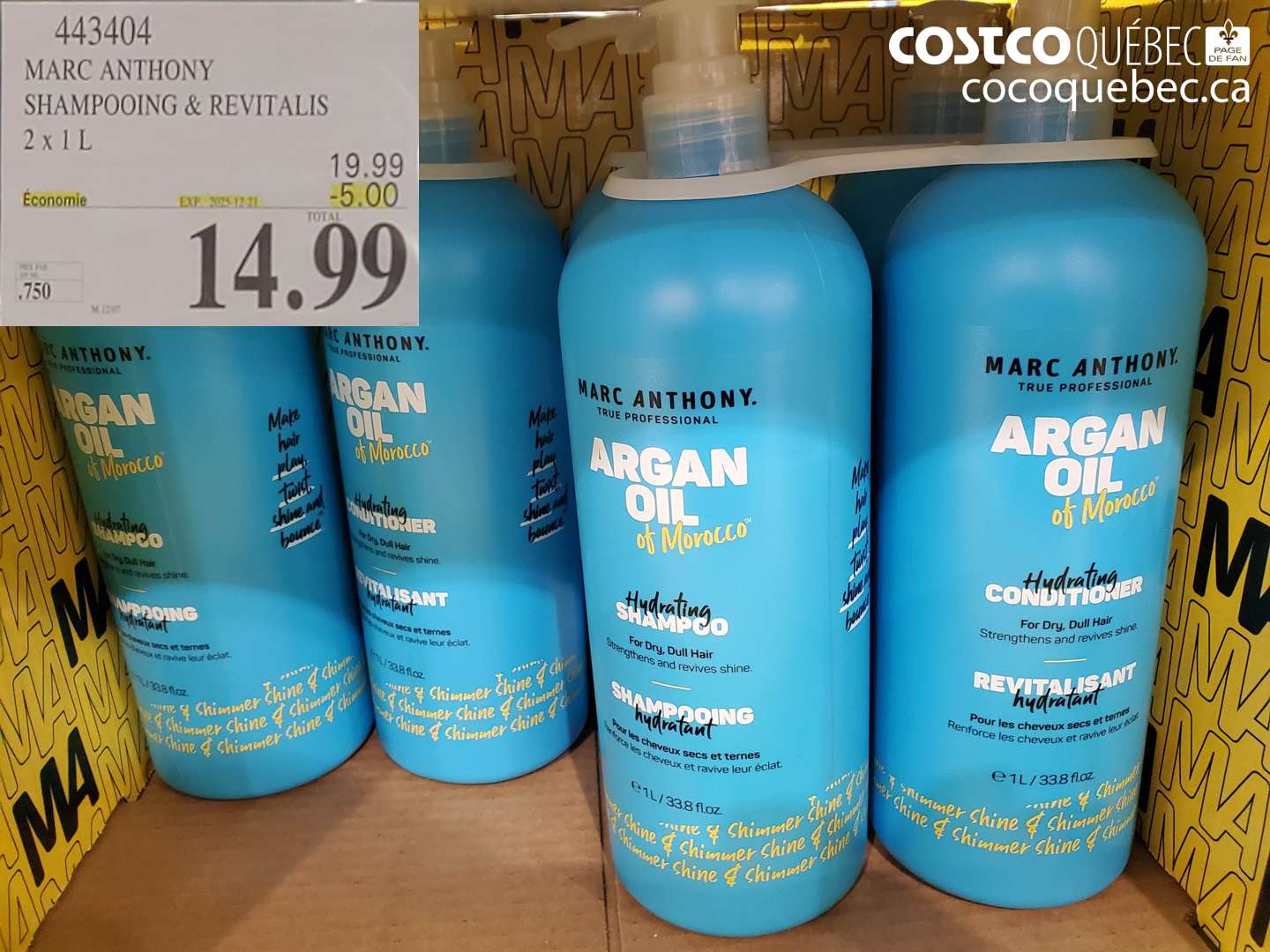 443404 MARC ANTHONY SHAMPOOING & REVITALIS 2 x 1L (EXPIRES ON 2025-12-21) $14.99