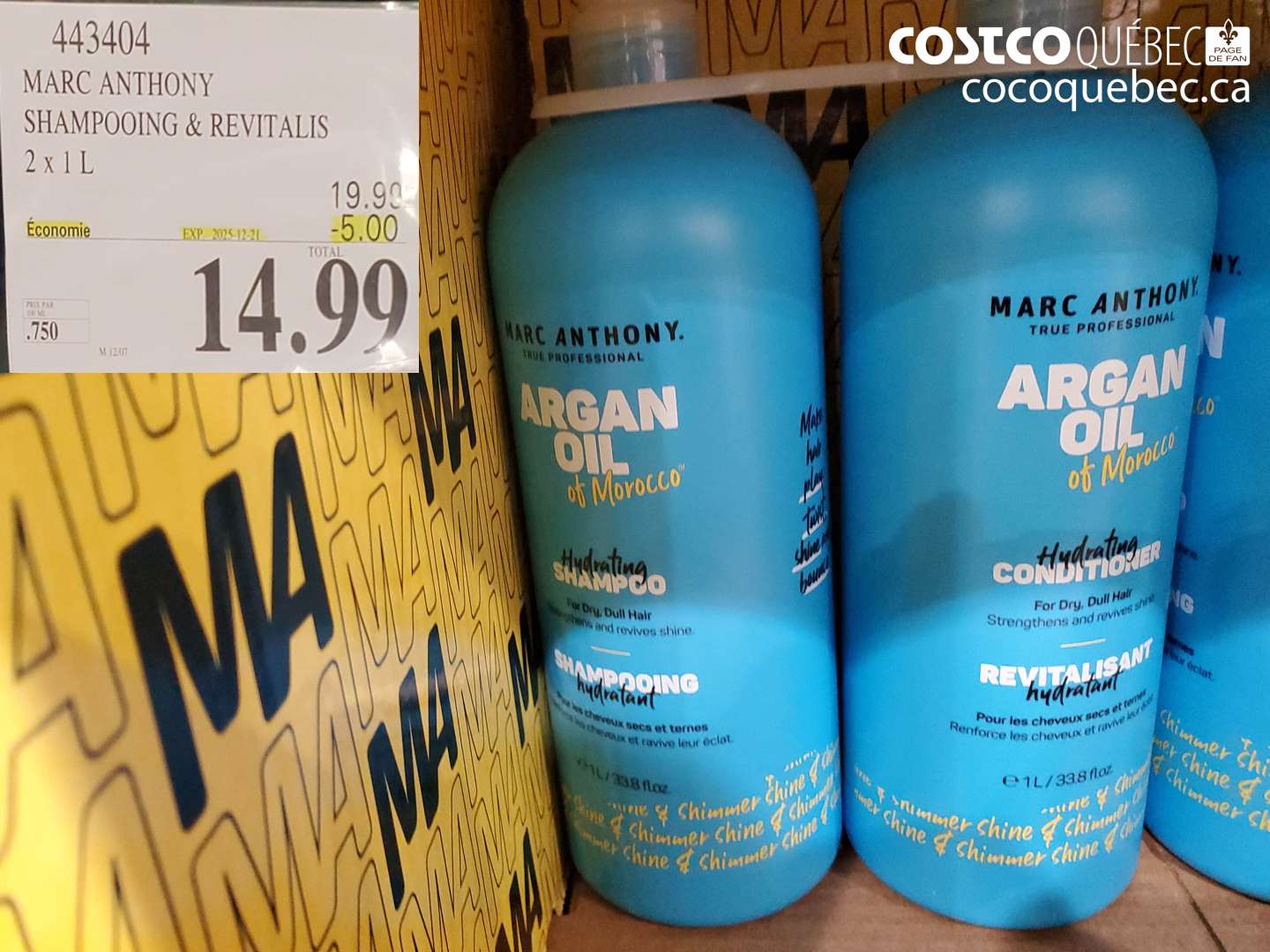 443404 MARC ANTHONY SHAMPOOING & REVITALIS 2 x 1L ($5.00 INSTANT SAVINGS EXPIRES ON 2025-12-21) $14.99