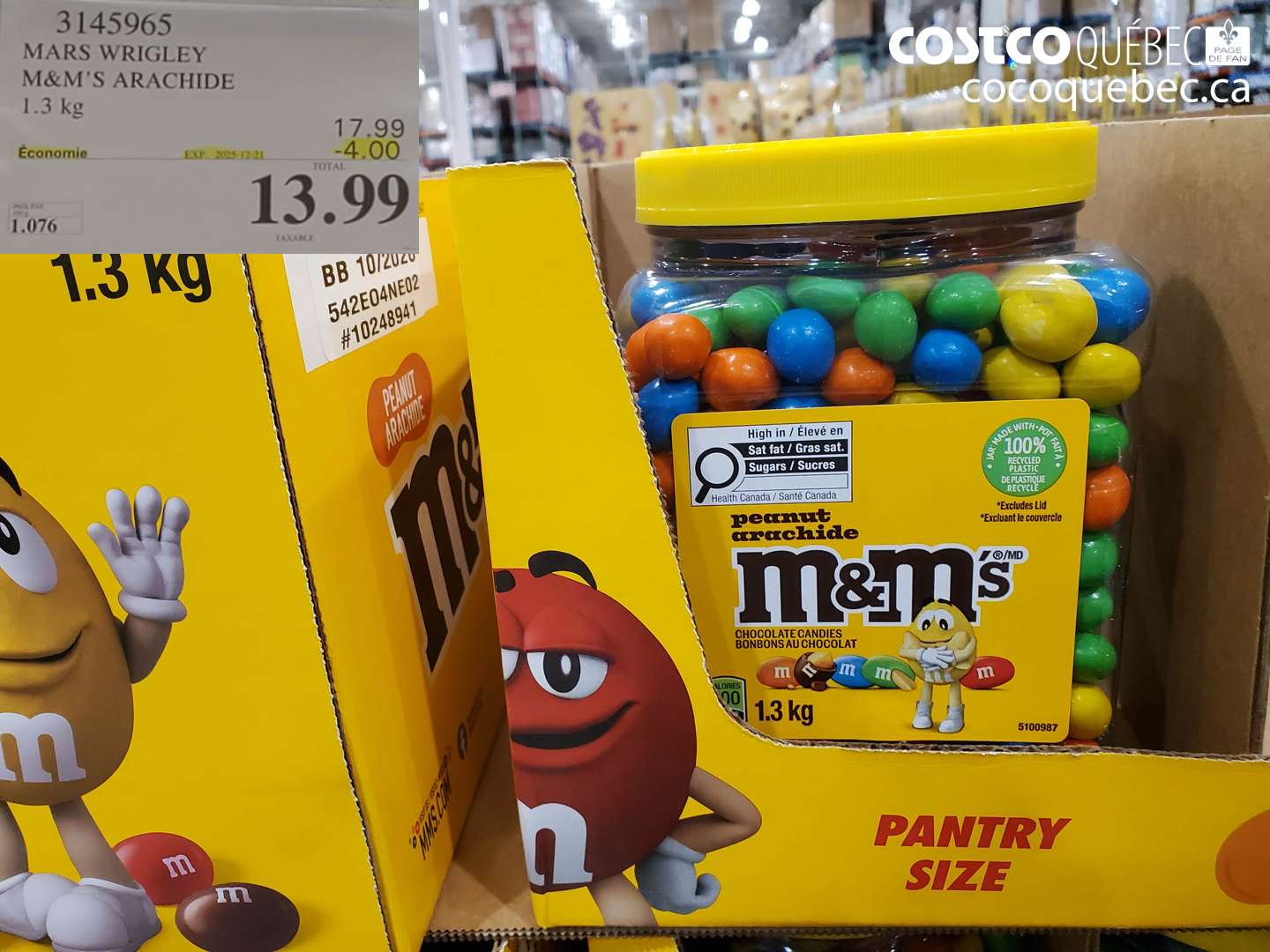 3145965 MARS WRIGLEY M&M'S ARACHIDE 1.3 kg ($4.00 INSTANT SAVINGS EXPIRES ON 2025-12-21) $13.99