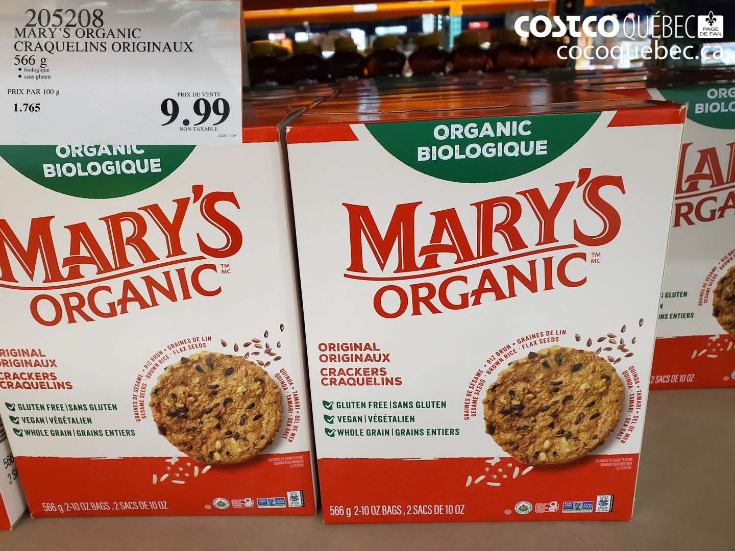 205208 MARY'S ORGANIC CRAQUELINS ORIGINAUX 566 g $9.99