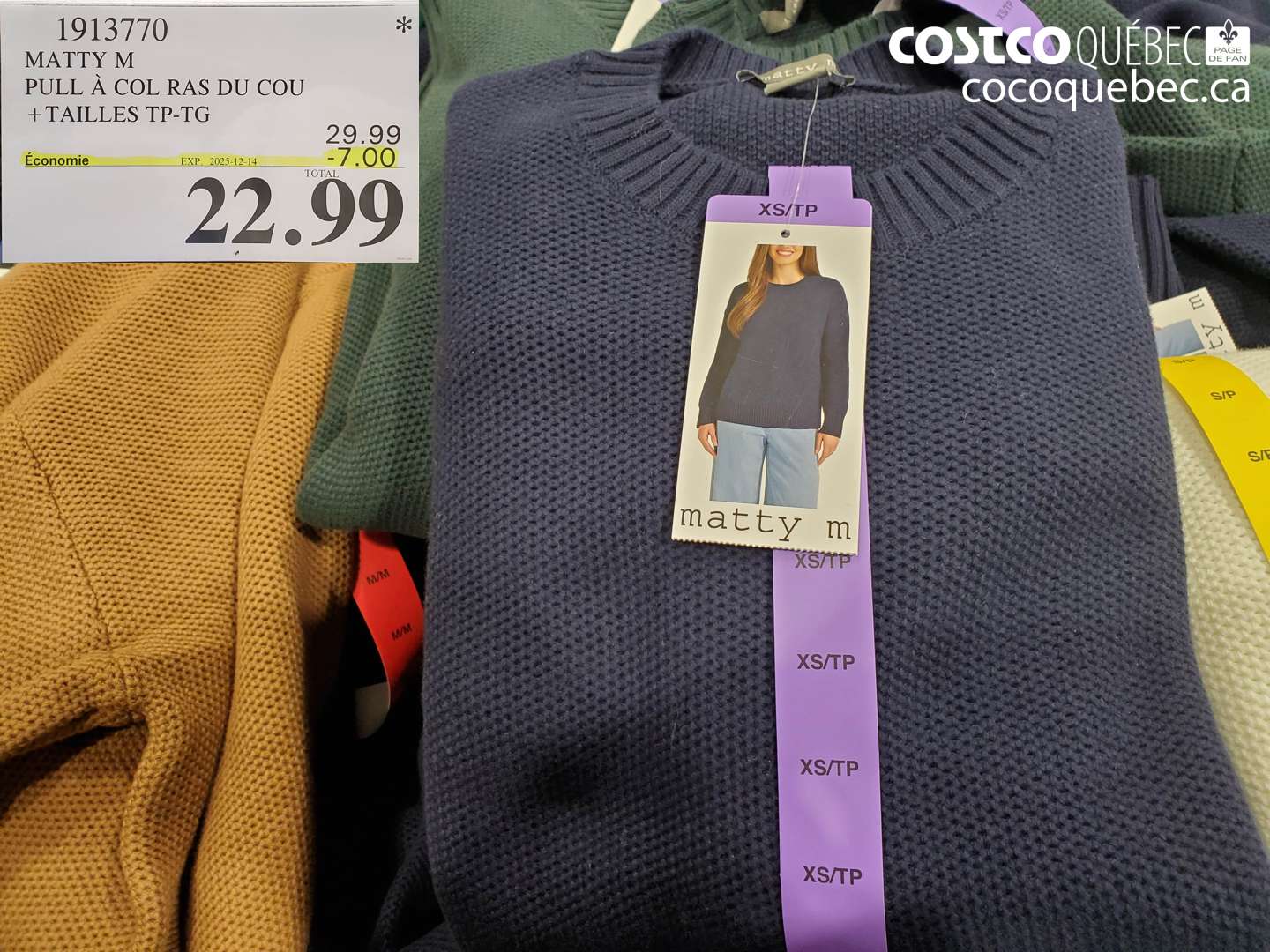 1913770 MATTY M PULL À COL RAS DU COU +TAILLES TP-TG ($7.00 INSTANT SAVINGS EXPIRES ON 2025-12-14) $22.99