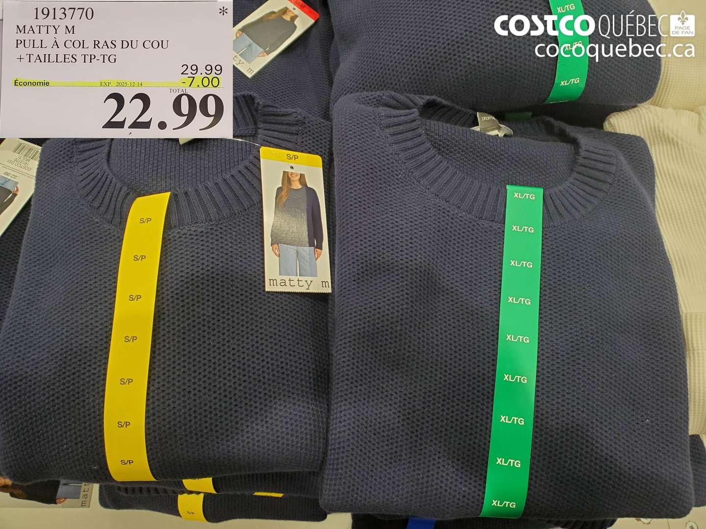 1913770 MATTY M PULL À COL RAS DU COU + TAILLES TP-TG (EXPIRES ON 2025-12-14) $22.99