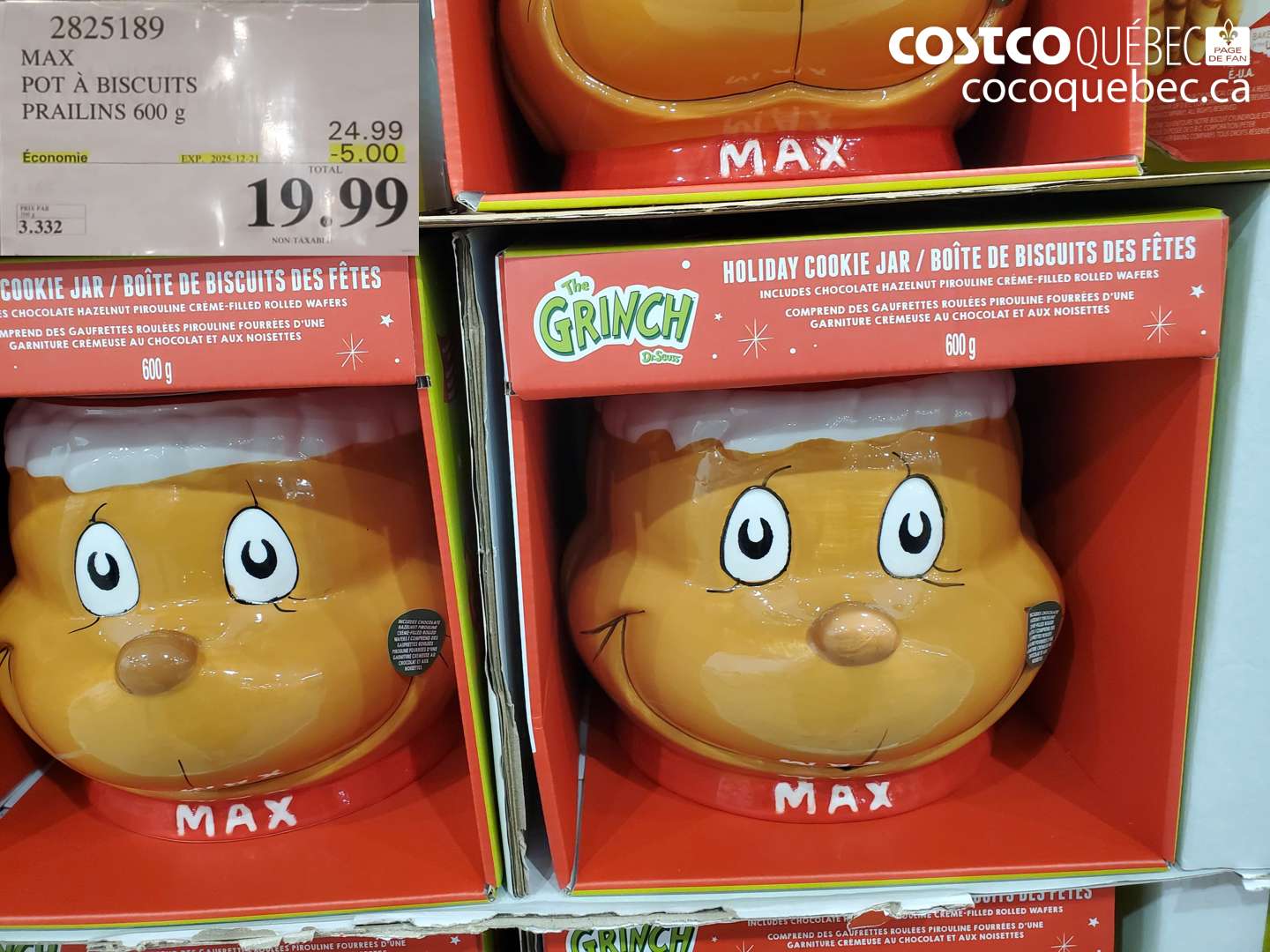 2825189 MAX POT À BISCUITS PRAILINS 600 g ($5.00 INSTANT SAVINGS EXPIRES ON 2025-12-21) $19.99