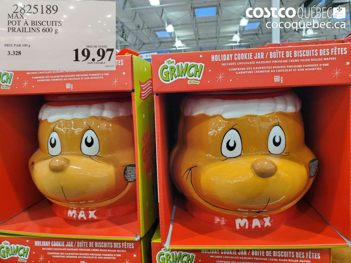 2825189 MAX POT À BISCUITS PRAILINS 600 g $19.97