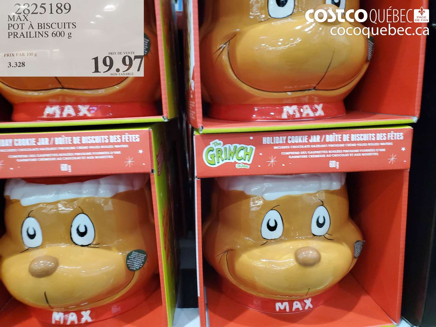 2825189 MAX POT À BISCUITS PRALINS 600 g $19.97