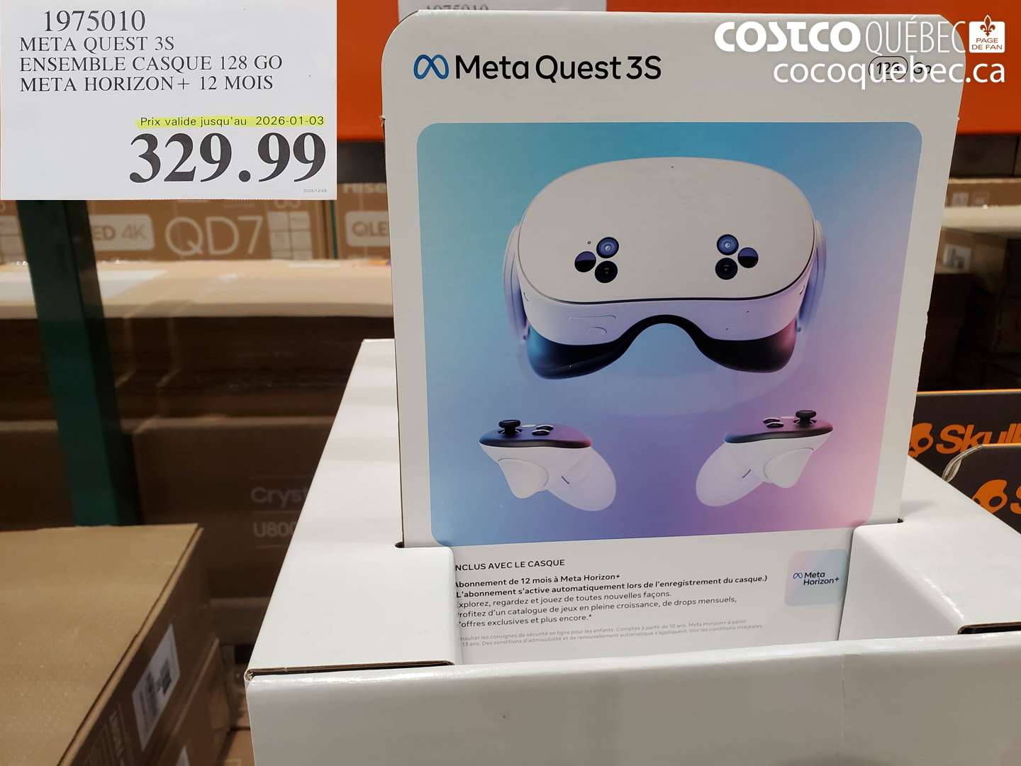 1975010 META QUEST 3S ENSEMBLE CASQUE 128 GO META HORIZON + 12 MOIS (EXPIRES ON 2026-01-03) $329.99