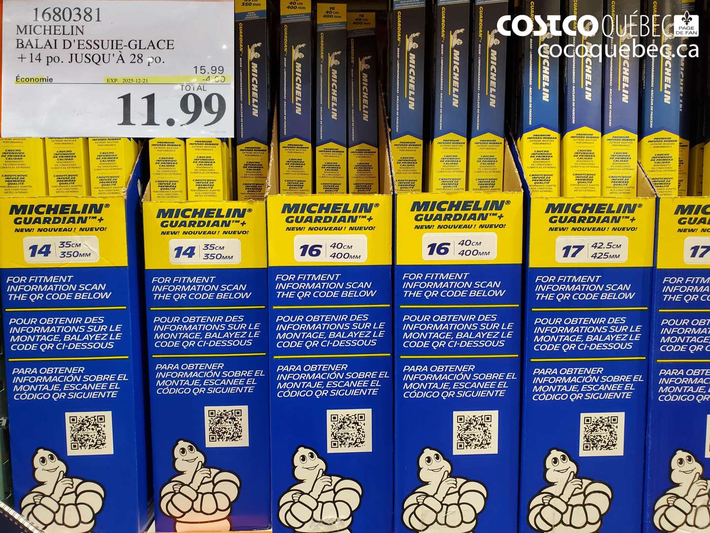 1680381 MICHELIN BALAI D'ESSUIE-GLACE +14 po. JUSQU'A 28 po. ($4.00 INSTANT SAVINGS EXPIRES ON 2025-12-21) $11.99