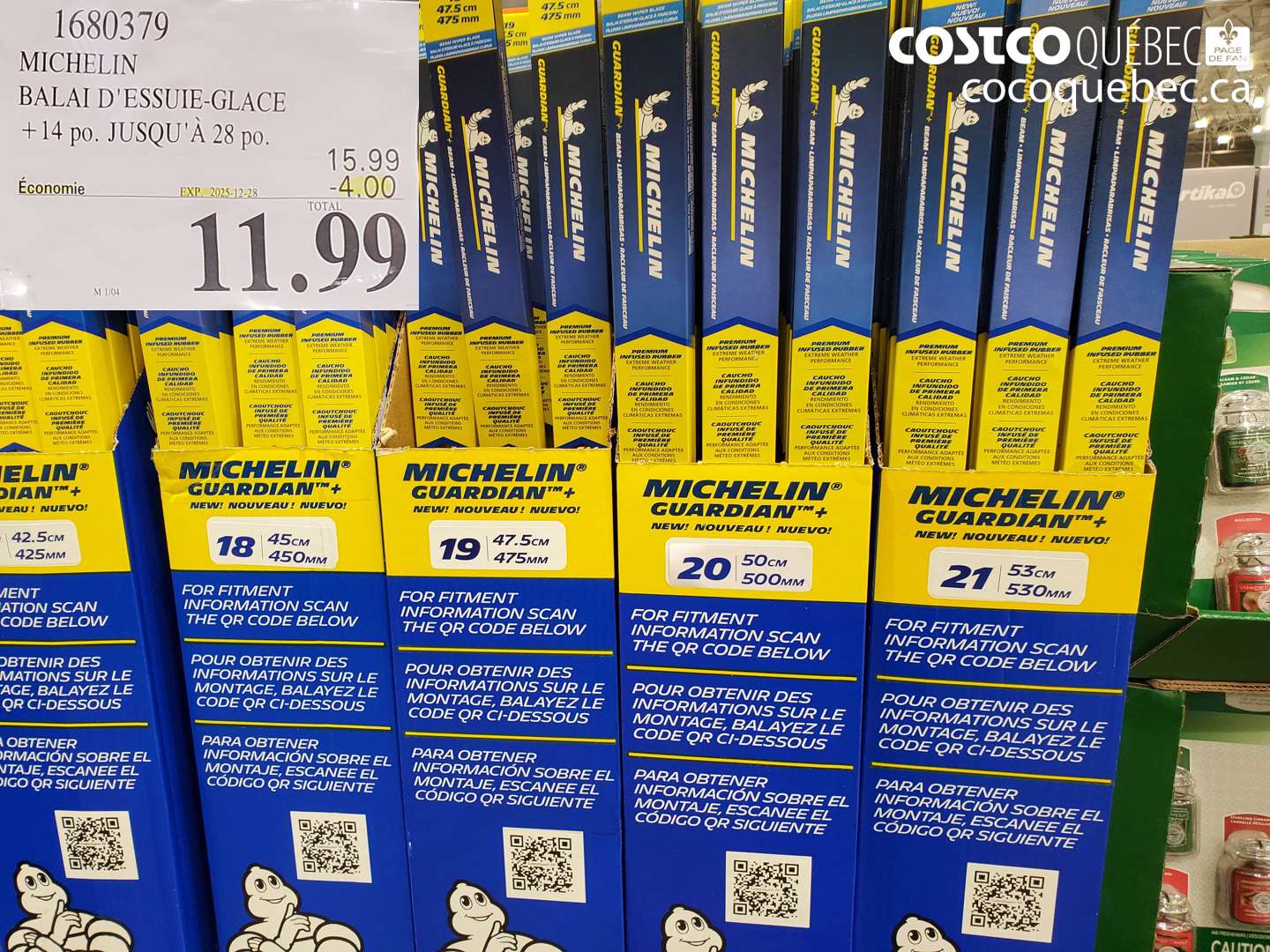 1680379 MICHELIN BALAI D'ESSUIE-GLACE +14 po. JUSQU'A 28 po. ($4.00 INSTANT SAVINGS EXPIRES ON 2025-12-28) $11.99