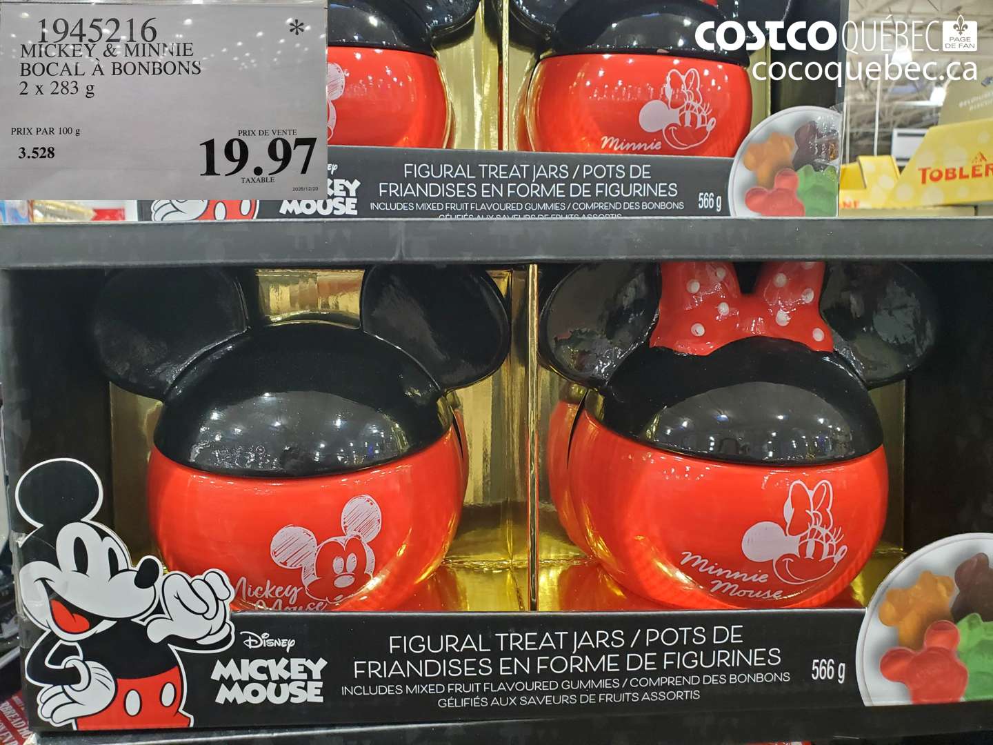 1945216 MICKEY & MINNIE BOCAL À BONBONS 2 x 283 g $19.97