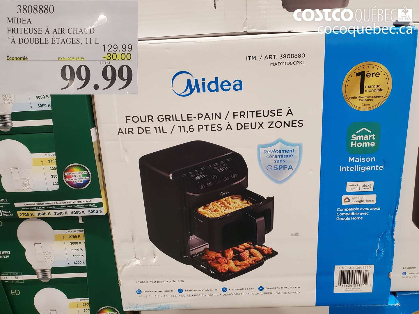 3808880 MIDEA FRITEUSE À AIR CHAUD À DOUBLE ÉTAGES, 11 L ($30.00 INSTANT SAVINGS EXPIRES ON 2025-12-29) $99.99