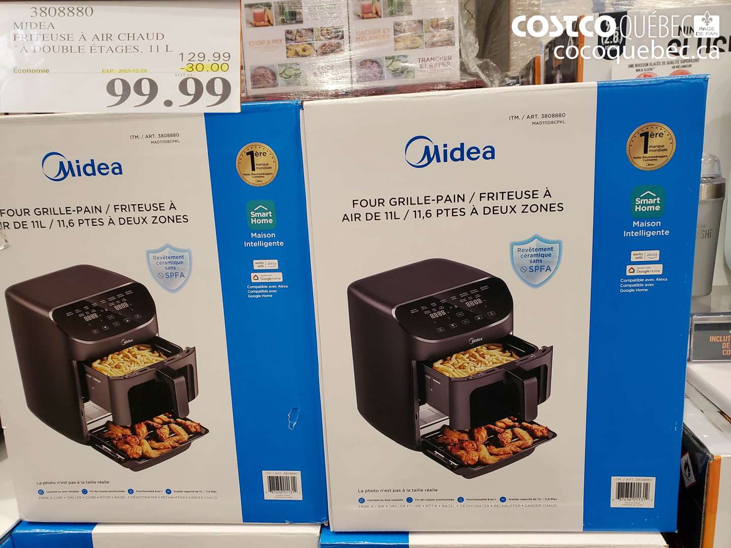 3808880 MIDEA FRITEUSE À AIR CHAUD À DOUBLE ÉTAGES, 11 L ($30.00 INSTANT SAVINGS EXPIRES ON 2025-12-29) $99.99