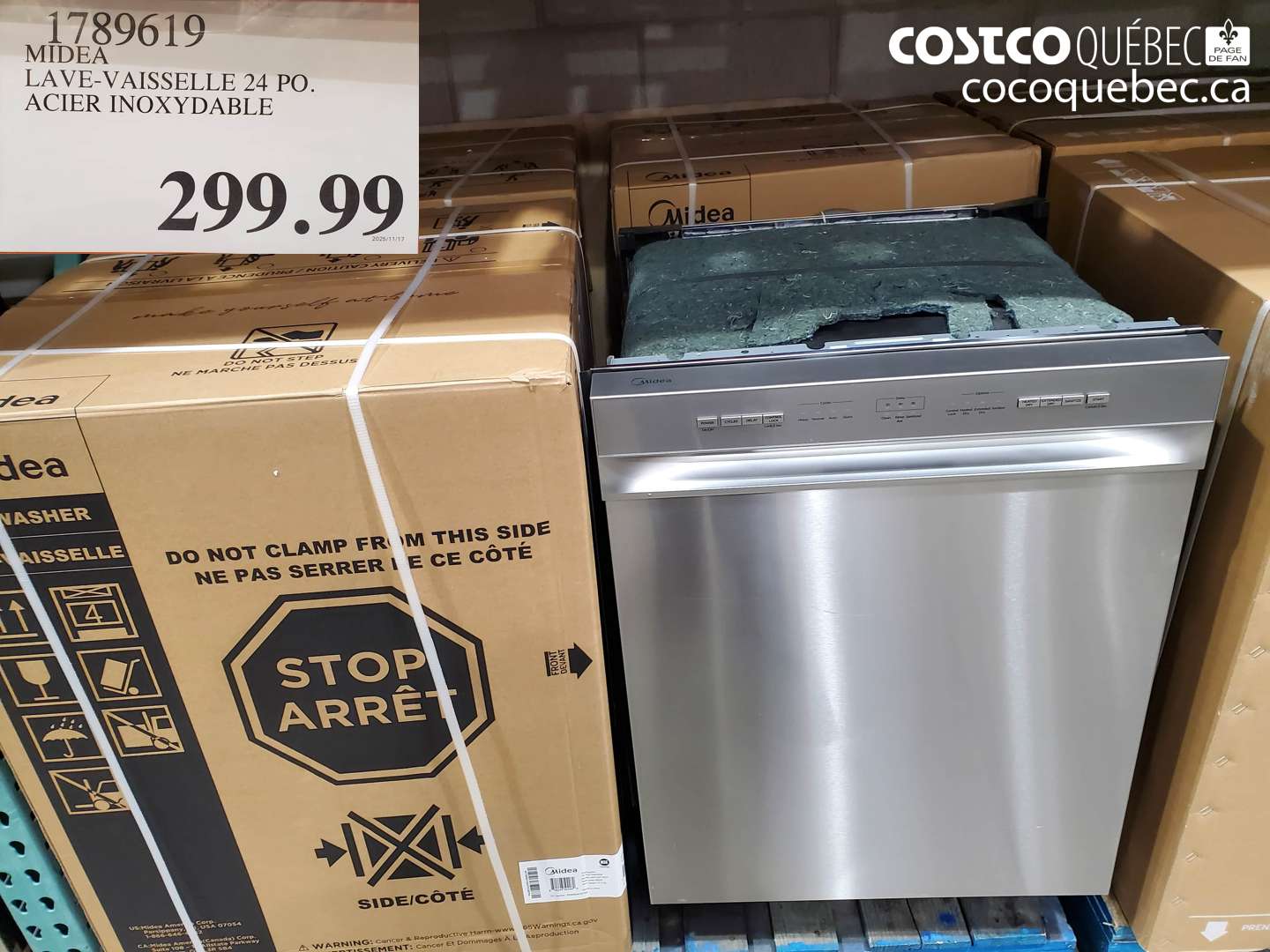 1789619 MIDEA LAVE-VAISSELLE 24 PO. ACIER INOXYDABLE $299.99