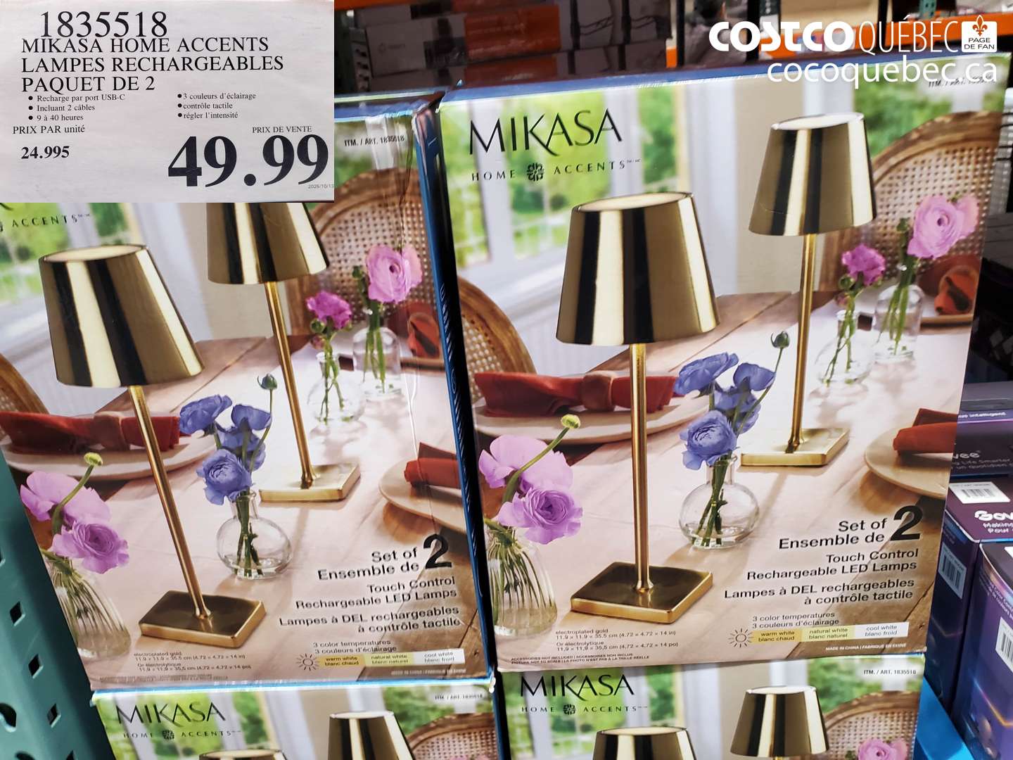 1835518 MIKASA HOME ACCENTS LAMPES RECHARGEABLES PAQUET DE 2 $49.99