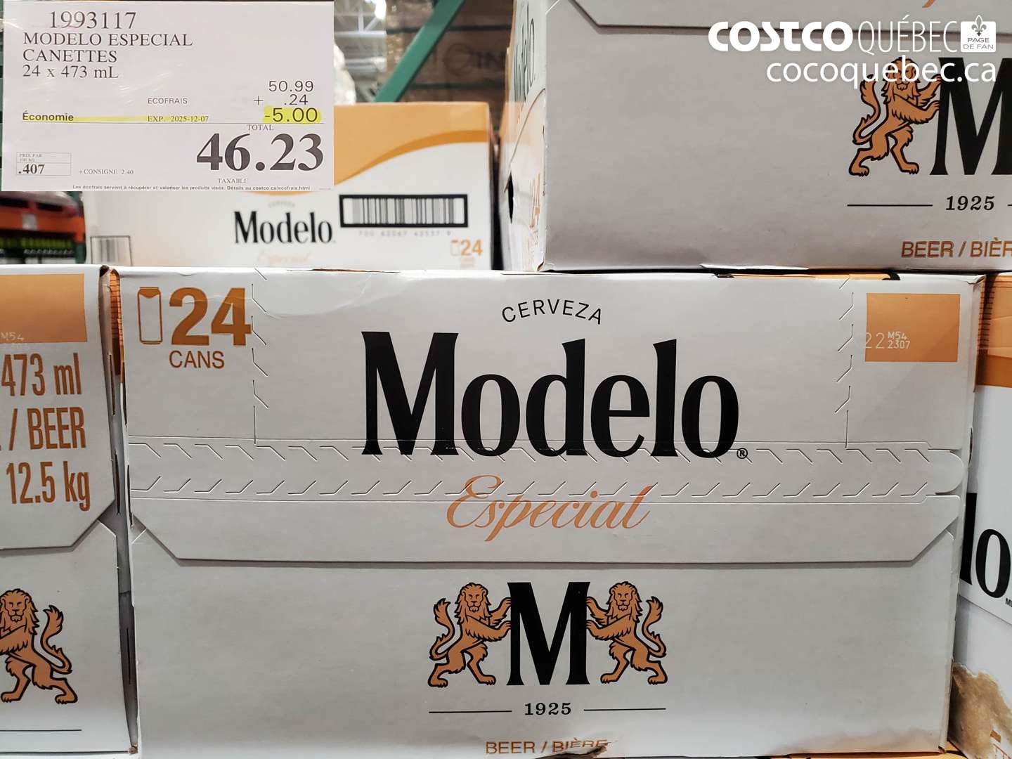 1993117 MODELO ESPECIAL CANETTES 24 x 473 ml ($5.00 INSTANT SAVINGS EXPIRES ON 2025-12-07) $46.23