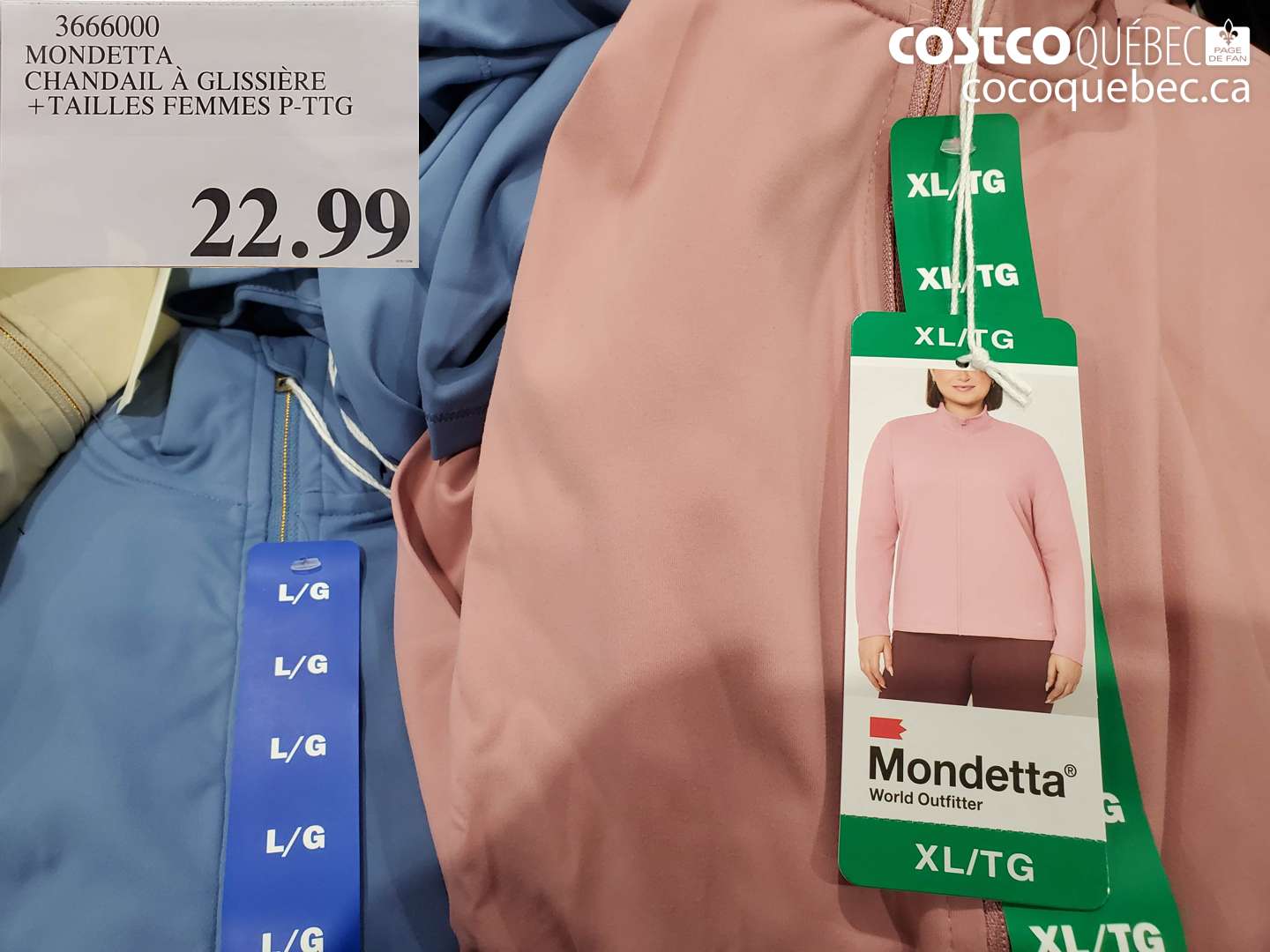 3666000 MONDETTA CHANDAIL À GLISSIÈRE + TAILLES FEMMES P-TG $22.99