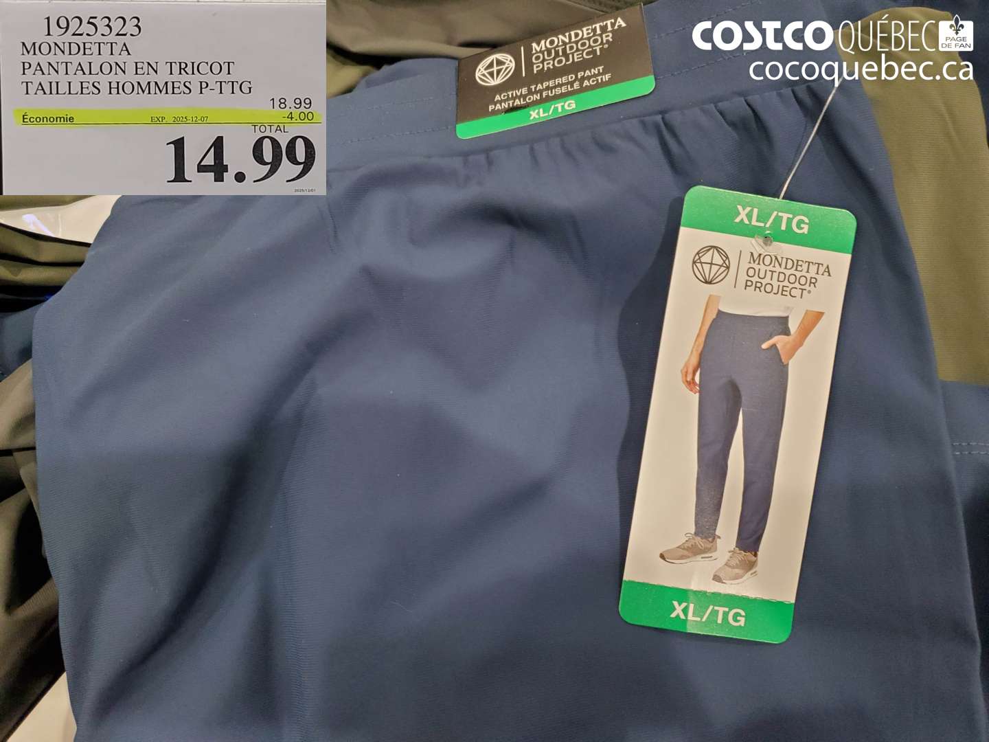 1925323 MONDETTA PANTALON EN TRICOT TAILLES HOMMES P-TTG ($4.00 INSTANT SAVINGS EXPIRES ON 2025-12-07) $14.99