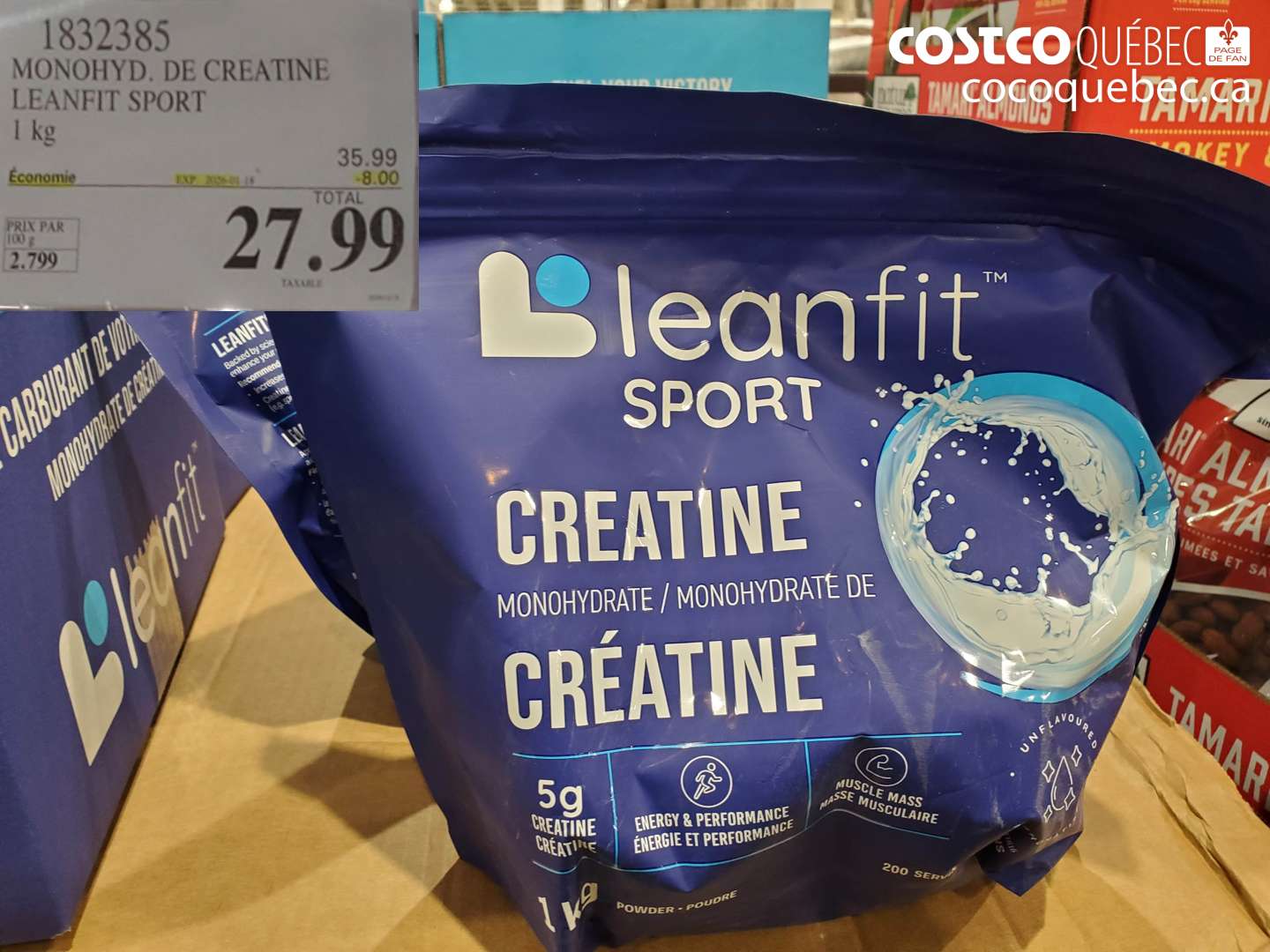 1832385 MONOHYD. DE CREATINE LEANFIT SPORT 1 kg ($8.00 INSTANT SAVINGS EXPIRES ON 2025-01-18) $27.99