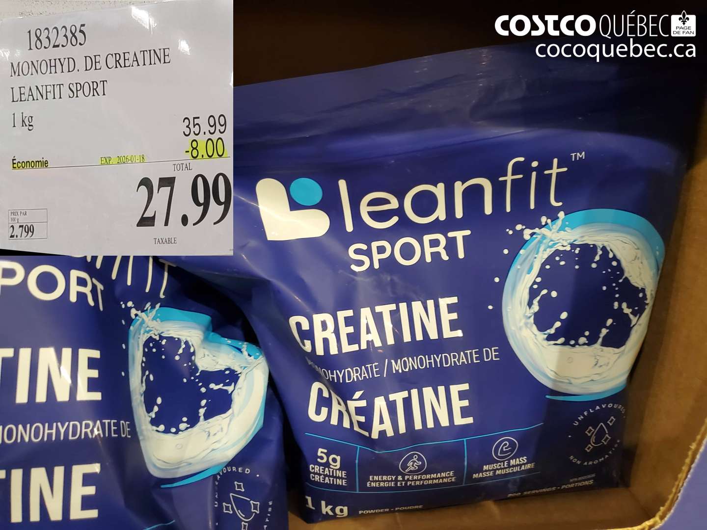 1832385 MONOHYD. DE CREATINE LEANFIT SPORT ($8.00 INSTANT SAVINGS EXPIRES ON 2026-01-18) $27.99