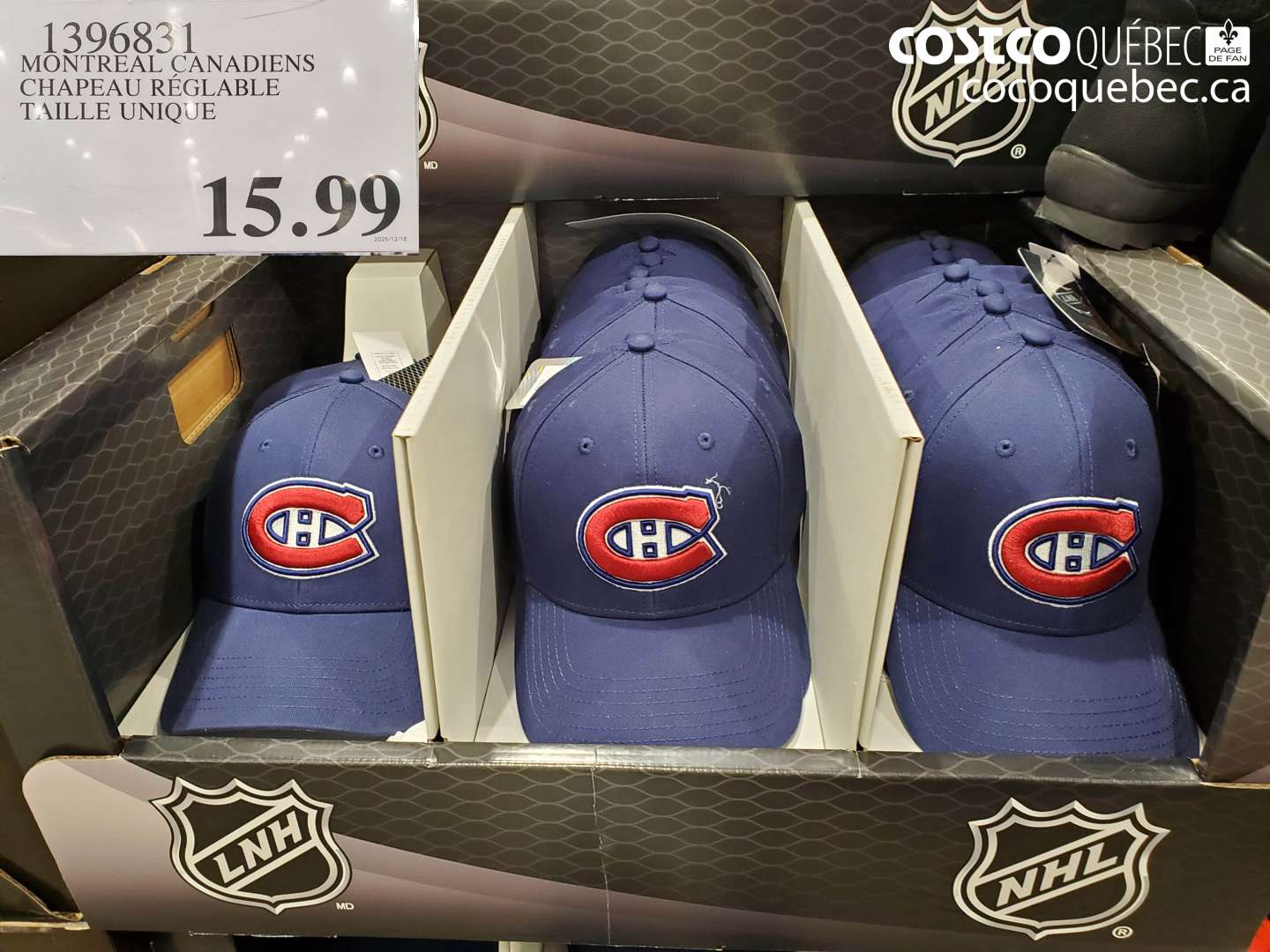 1396831 MONTREAL CANADIENS CHAPEAU RÉGLABLE TAILLE UNIQUE $15.99