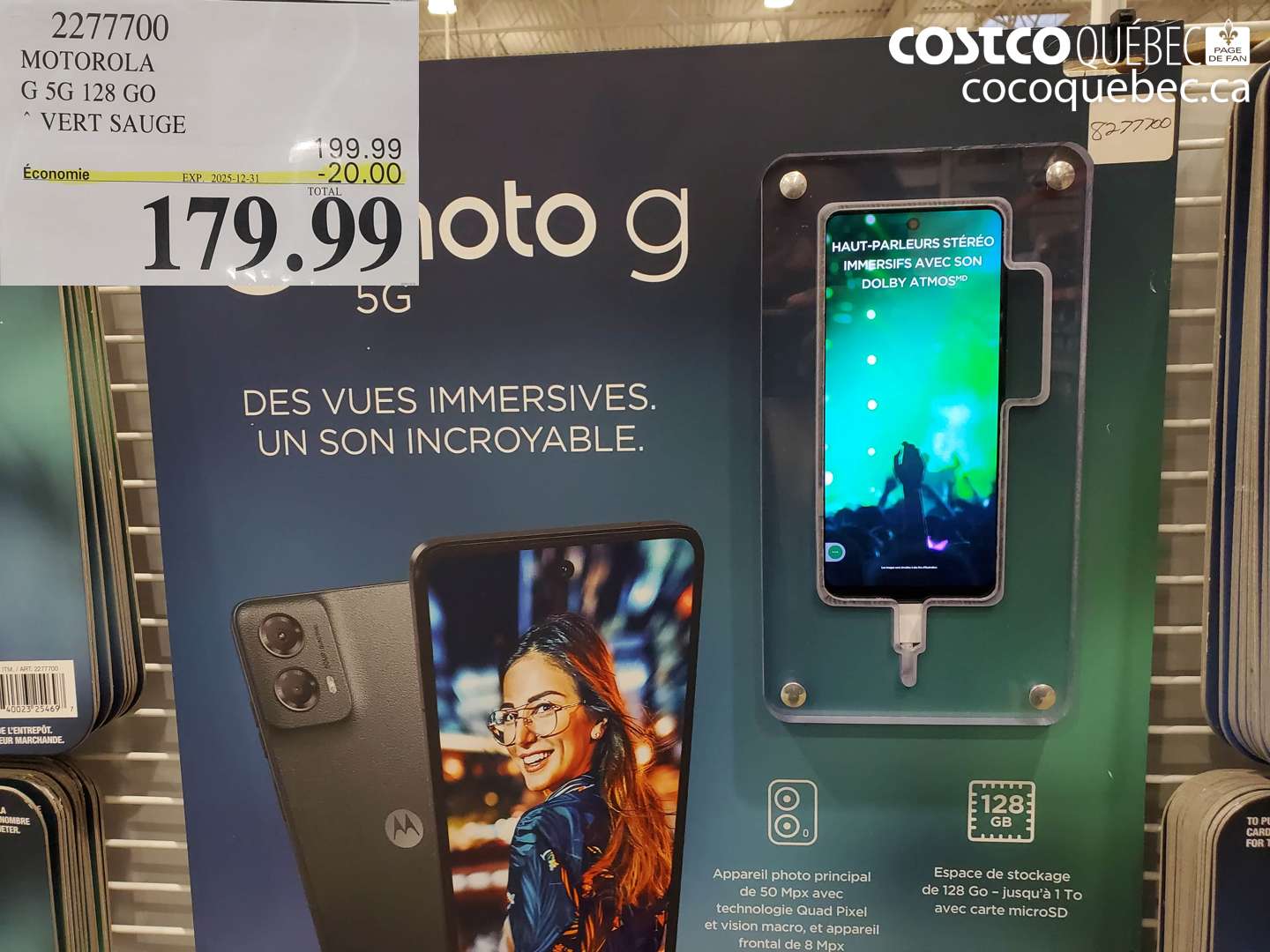 2277700 MOTOROLA G 5G 128 GO VERT SAUGE ($20.00 INSTANT SAVINGS EXPIRES ON 2025-12-31) $179.99