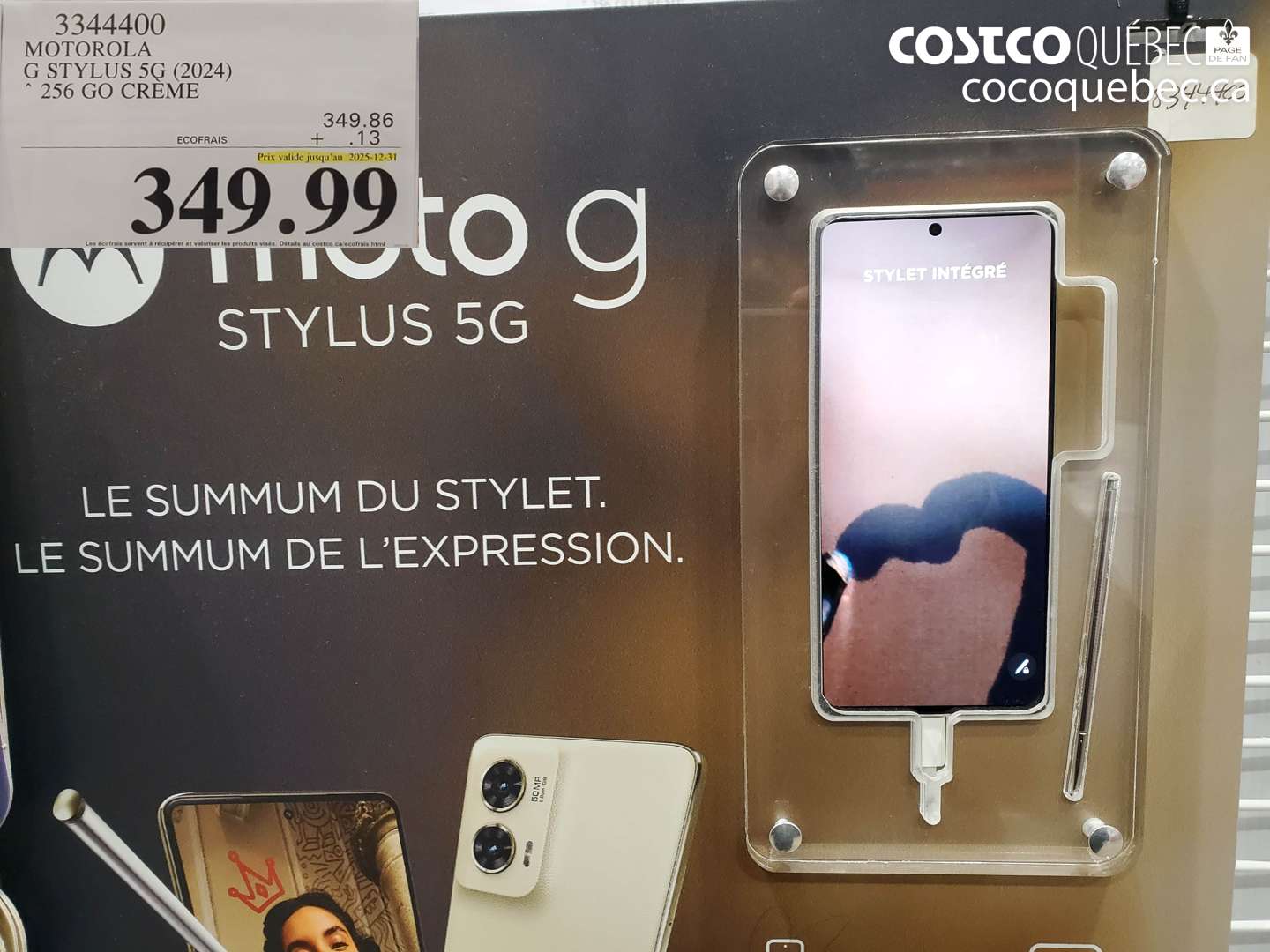 3344400 MOTOROLA G STYLUS 5G (2024) 256 GO CREME (EXPIRES ON 2025-12-31) $349.99