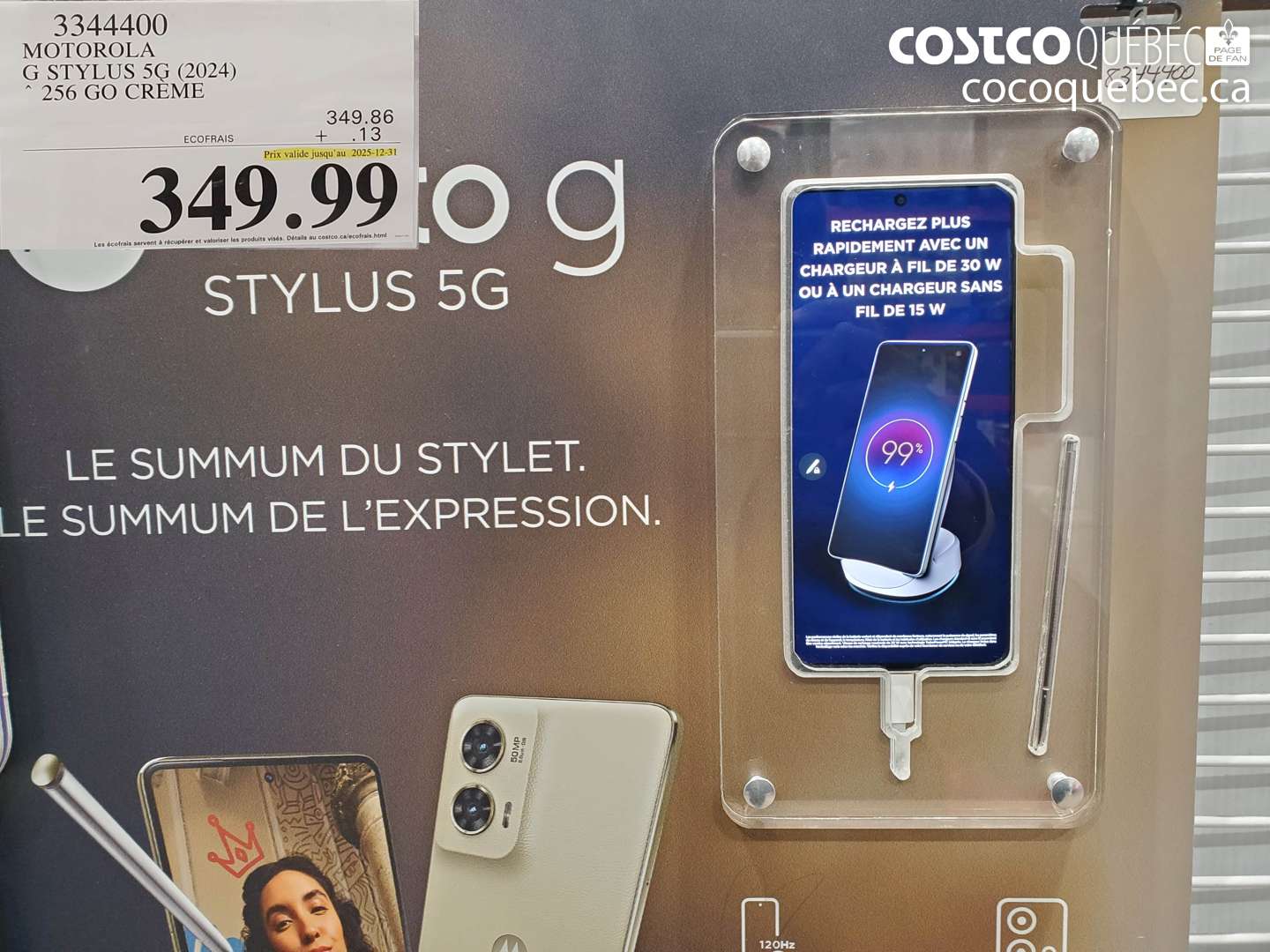 3344400 MOTOROLA G STYLUS 5G (2024) 256 GO CREME (EXPIRES ON 2025-12-31) $349.99