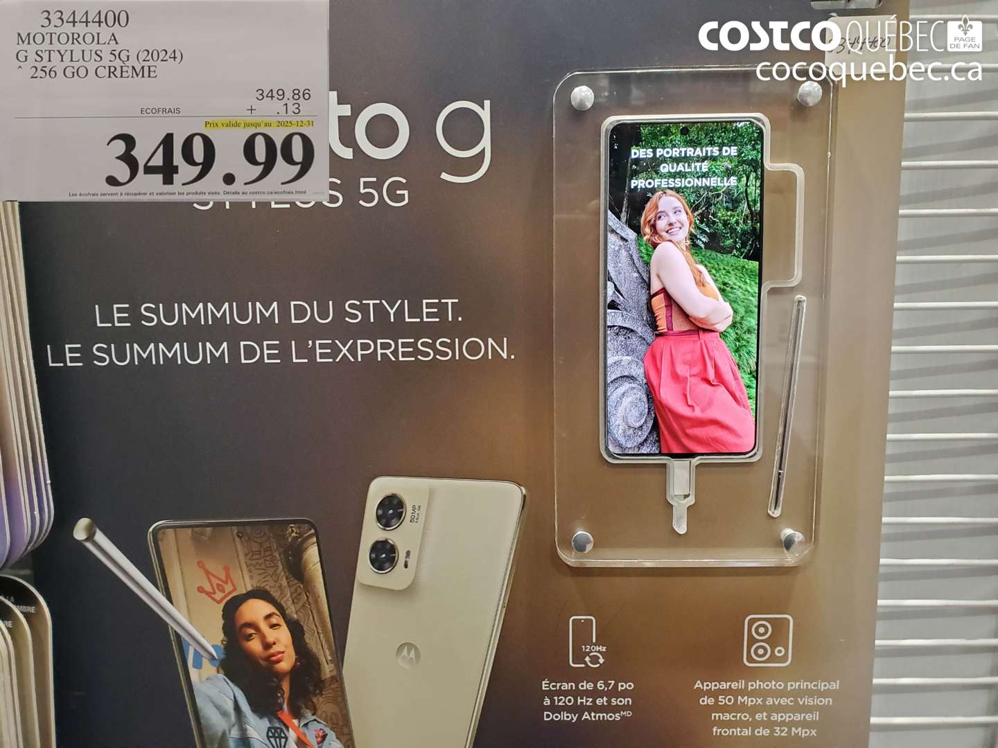 3344400 MOTOROLA G STYLUS 5G (2024) 256 GO CREME  $349.99