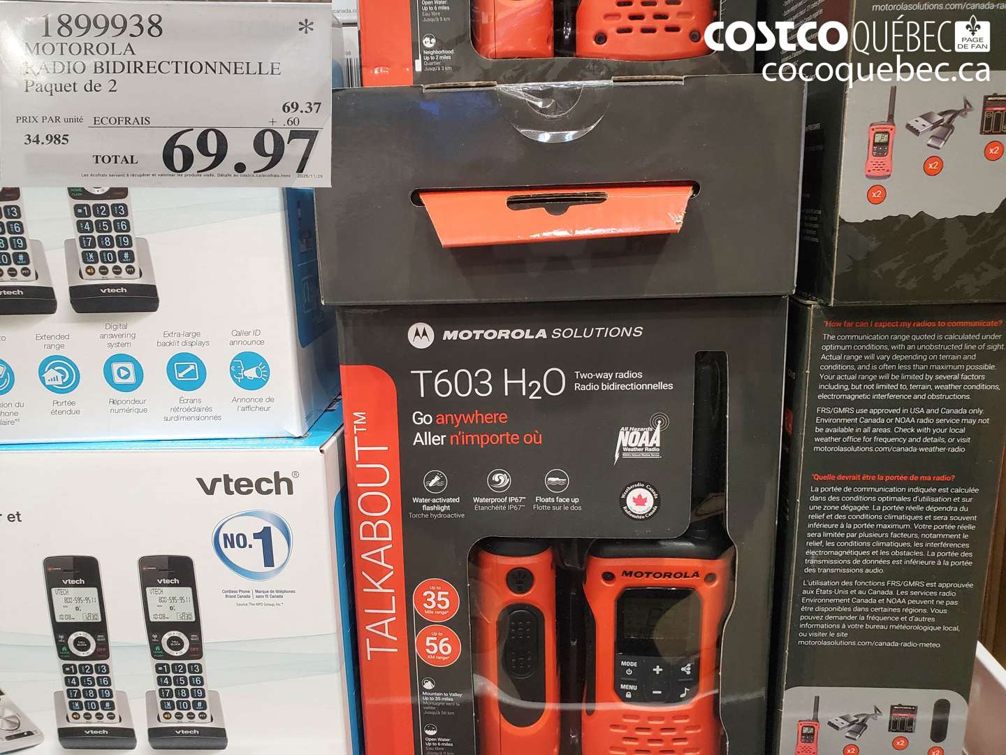 1899938 MOTOROLA RADIO BIDIRECTIONNELLE Paquet de 2 $69.97
