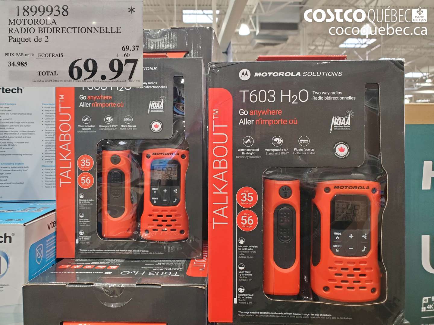 1899938 MOTOROLA RADIO BIDIRECTIONNELLE Paquet de 2 $69.97
