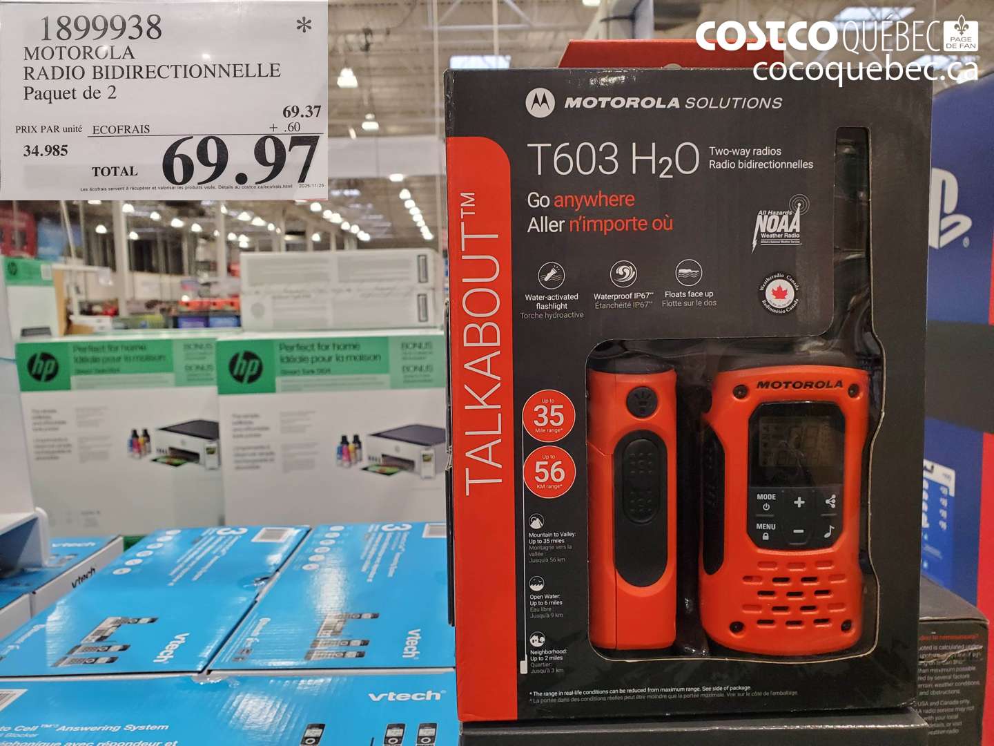 1899938 MOTOROLA RADIO BIDIRECTIONNELLE Paquet de 2 $69.97