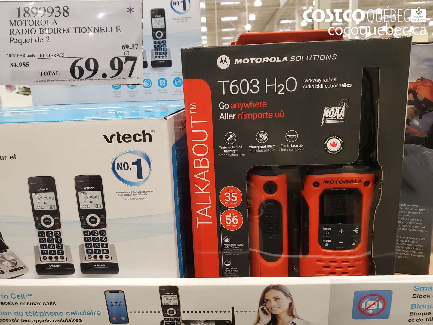 1899938 MOTOROLA RADIO BIDIRECTIONNELLE Paquet de 2 $69.97