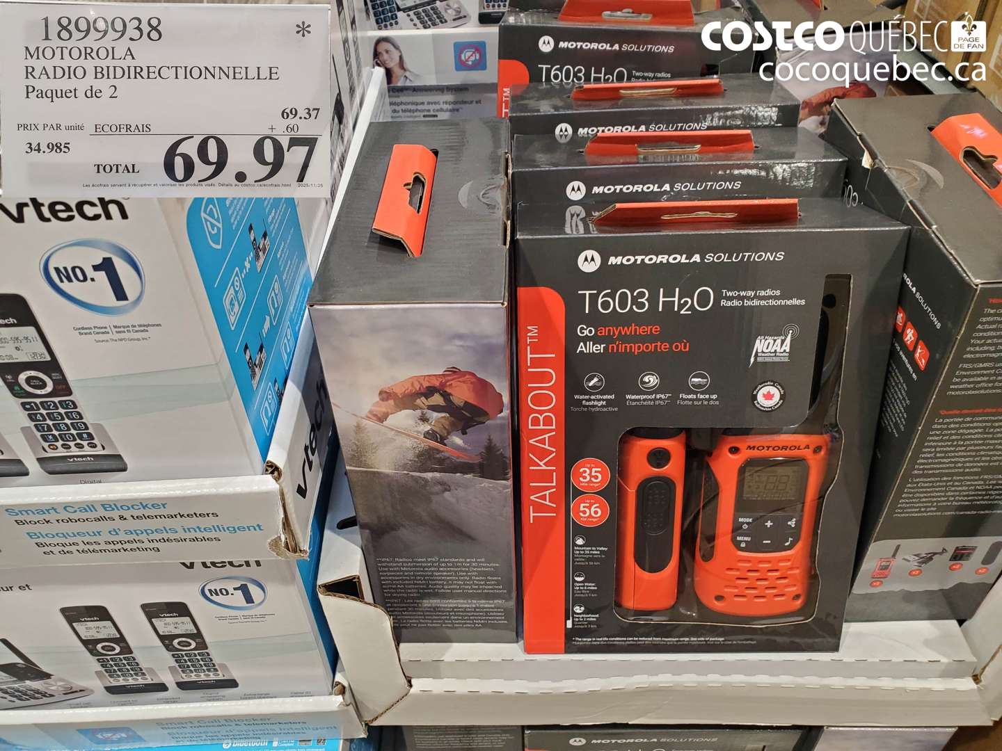 1899938 MOTOROLA RADIO BIDIRECTIONNELLE Paquet de 2  $69.97