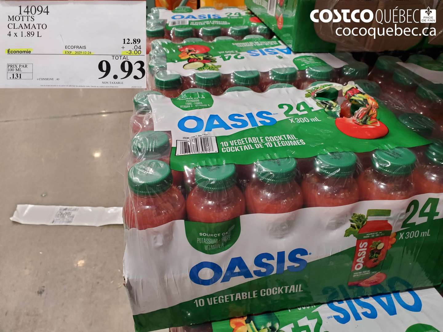 14094 MOTTS CLAMATO 4 x 1.89 L ($3.00 INSTANT SAVINGS EXPIRES ON 2025-12-24) $9.93